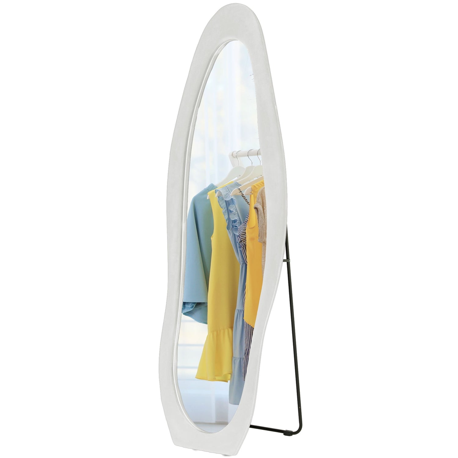 Stående hellängdsspegel, 50x160 cm, sammetsram, vit