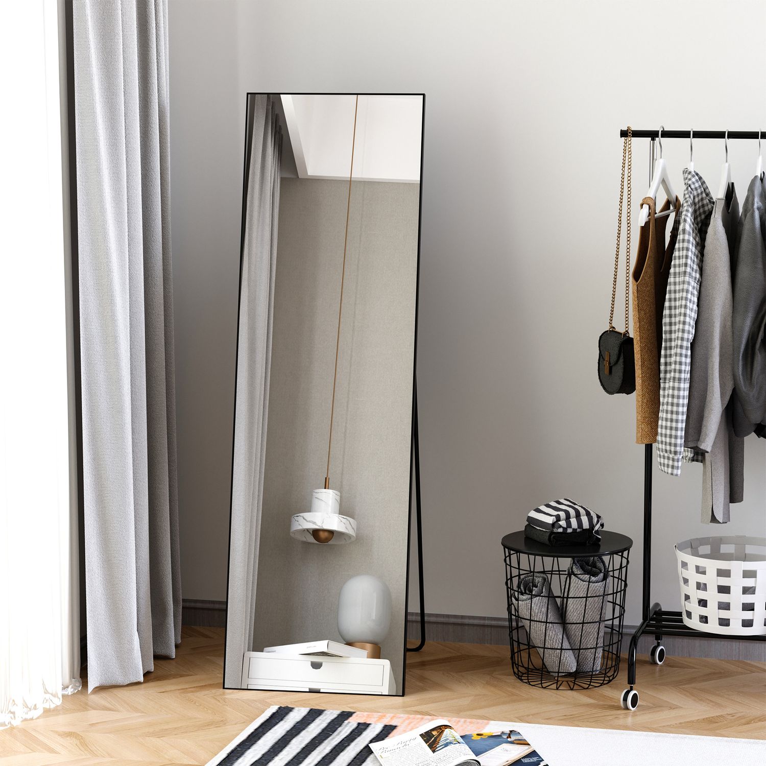 Hellängds dressingspegel, aluminiumram för sovrum