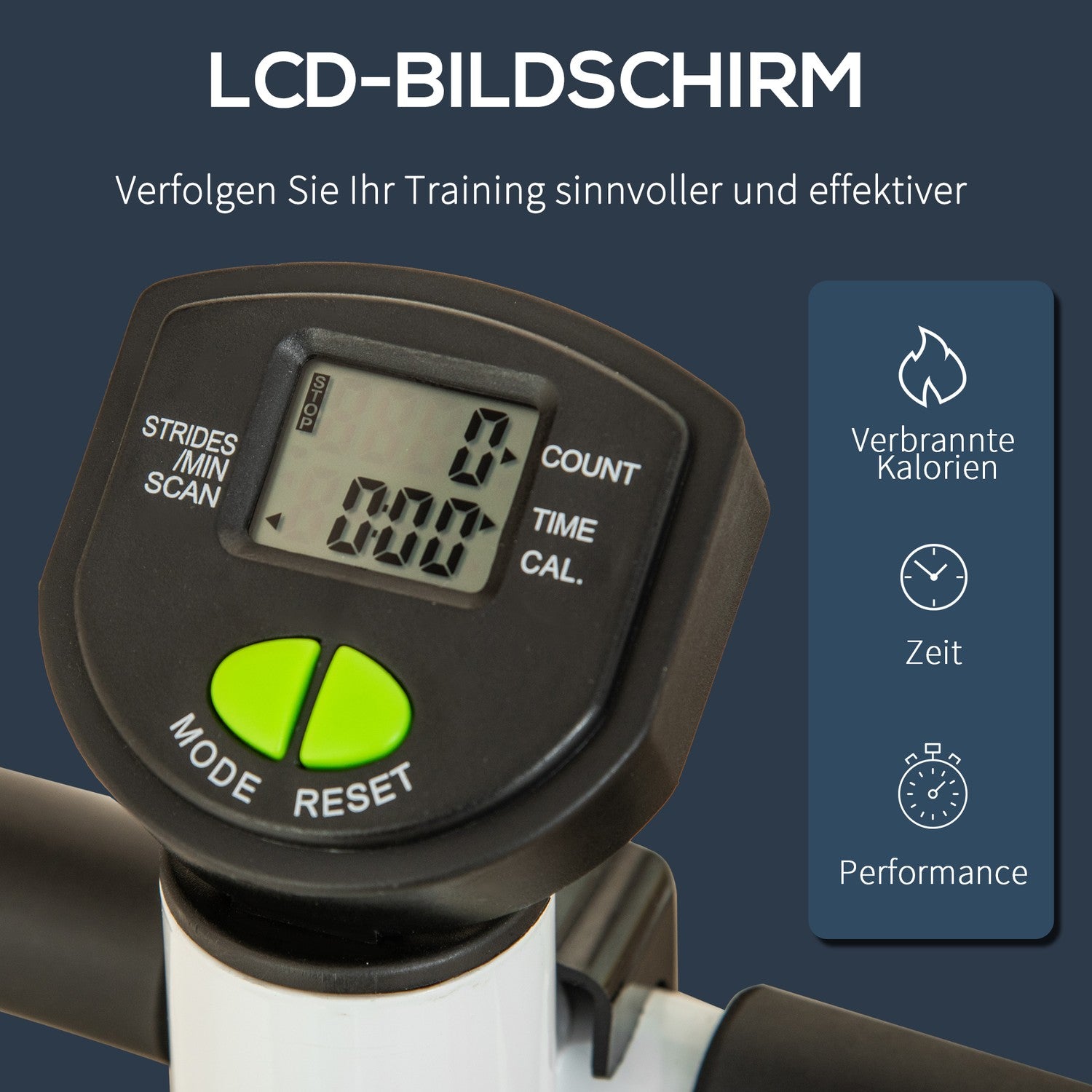 Stepper med LCD, Handtag – Stål, Stöder 100 kg