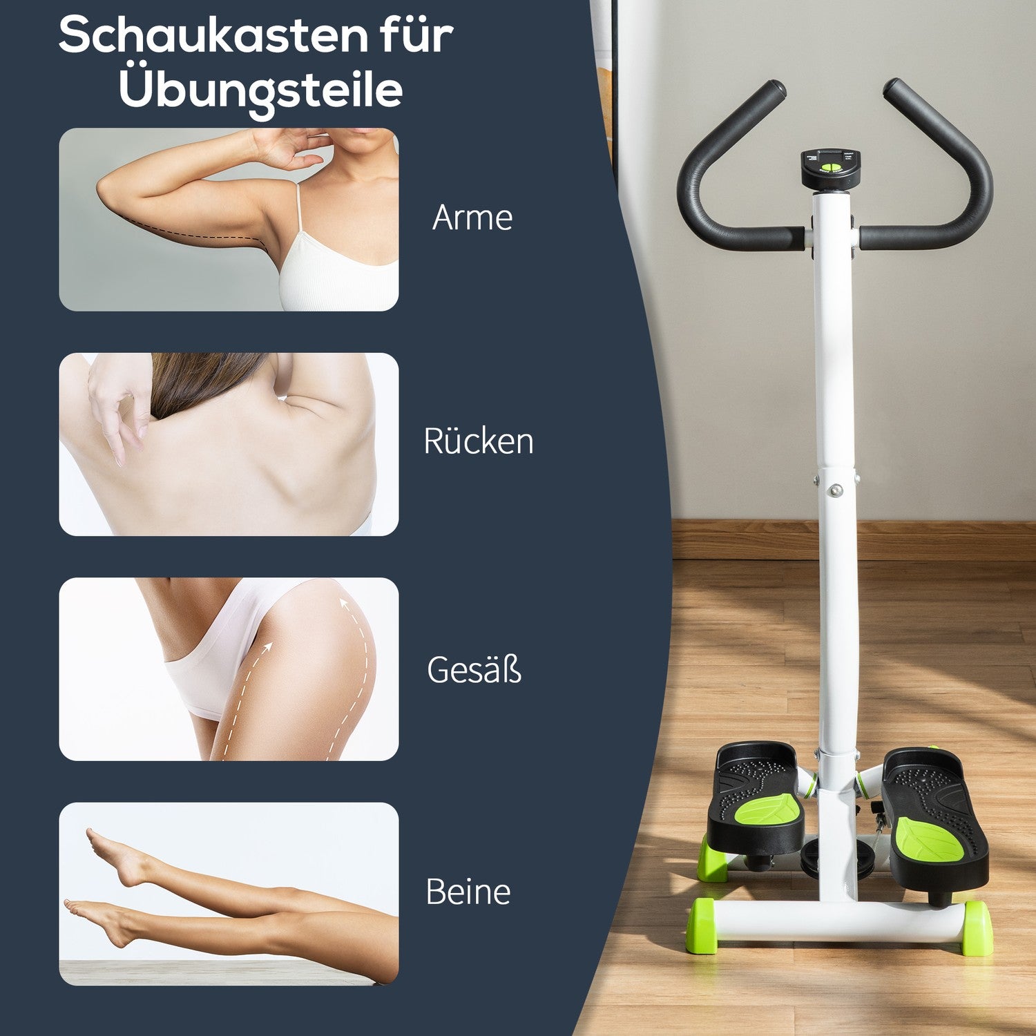 Stepper med LCD, Handtag – Stål, Stöder 100 kg