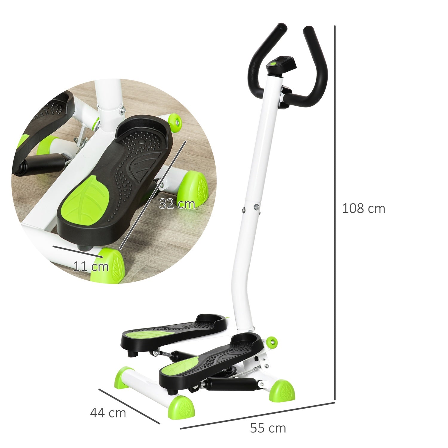 Stepper med LCD, Handtag – Stål, Stöder 100 kg