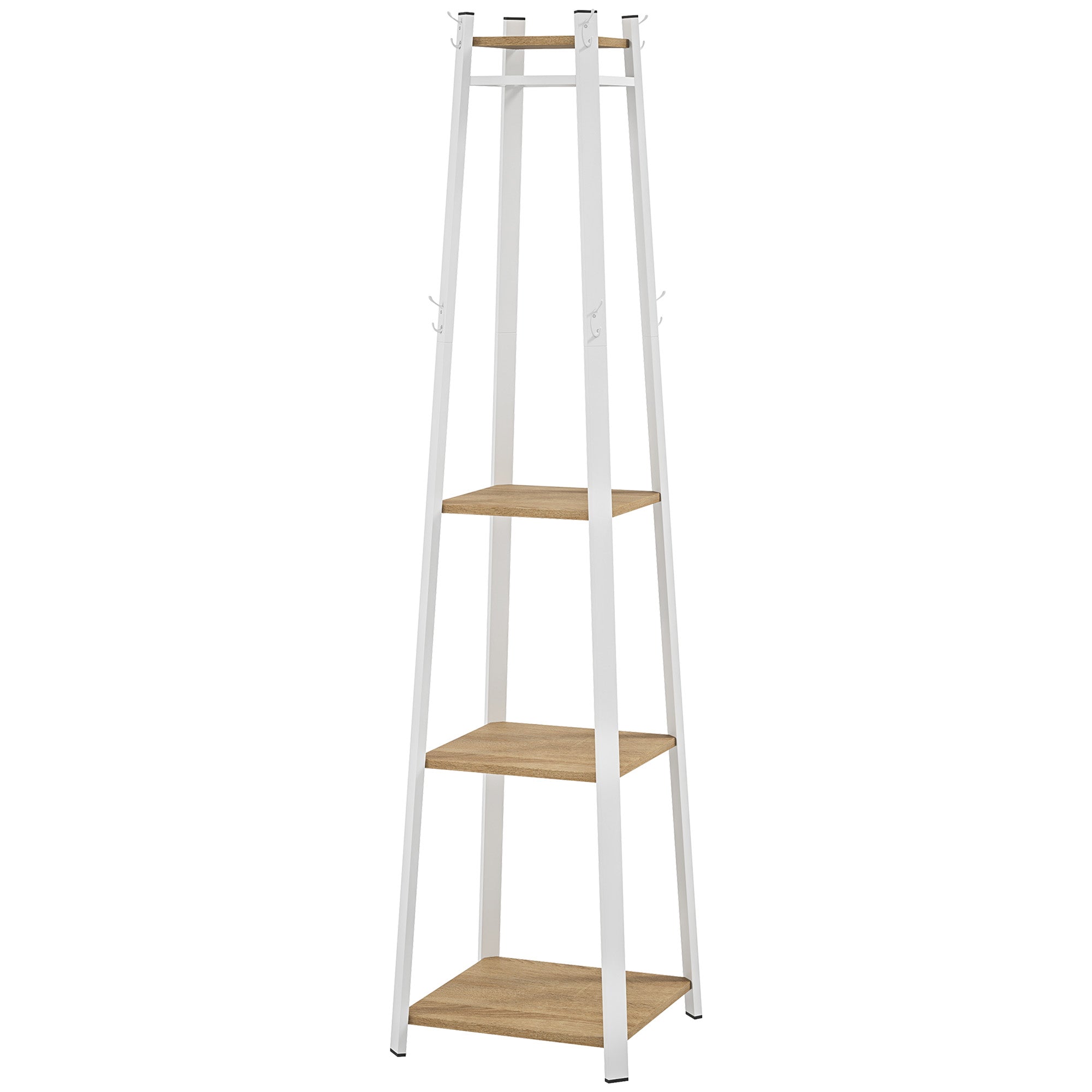 Stålklädhängare med krokar – Vit, 4 nivåer, 170 cm