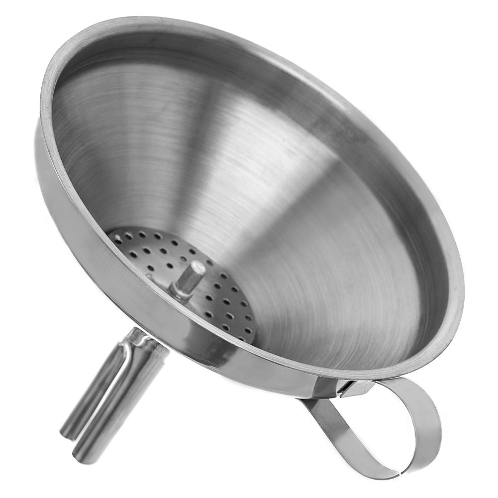 Ståltratt med sil - 12,5 cm diameter