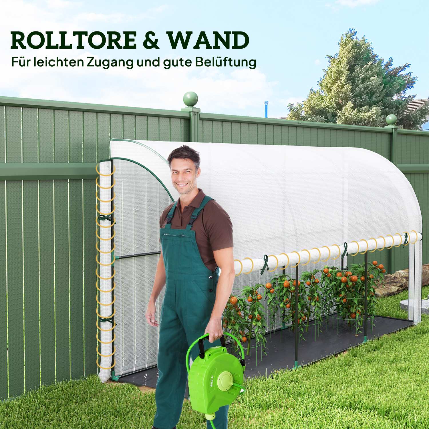 Stålväxthus med UV-skydd, 300x80x157cm, Vit