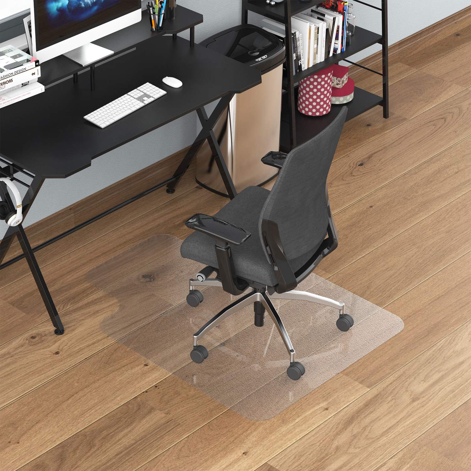 Stolsmatta för hårda golv, 90 x 120 cm, halkfria, transparenta golvmattor för att skydda trä och kakel, för kontor och hem