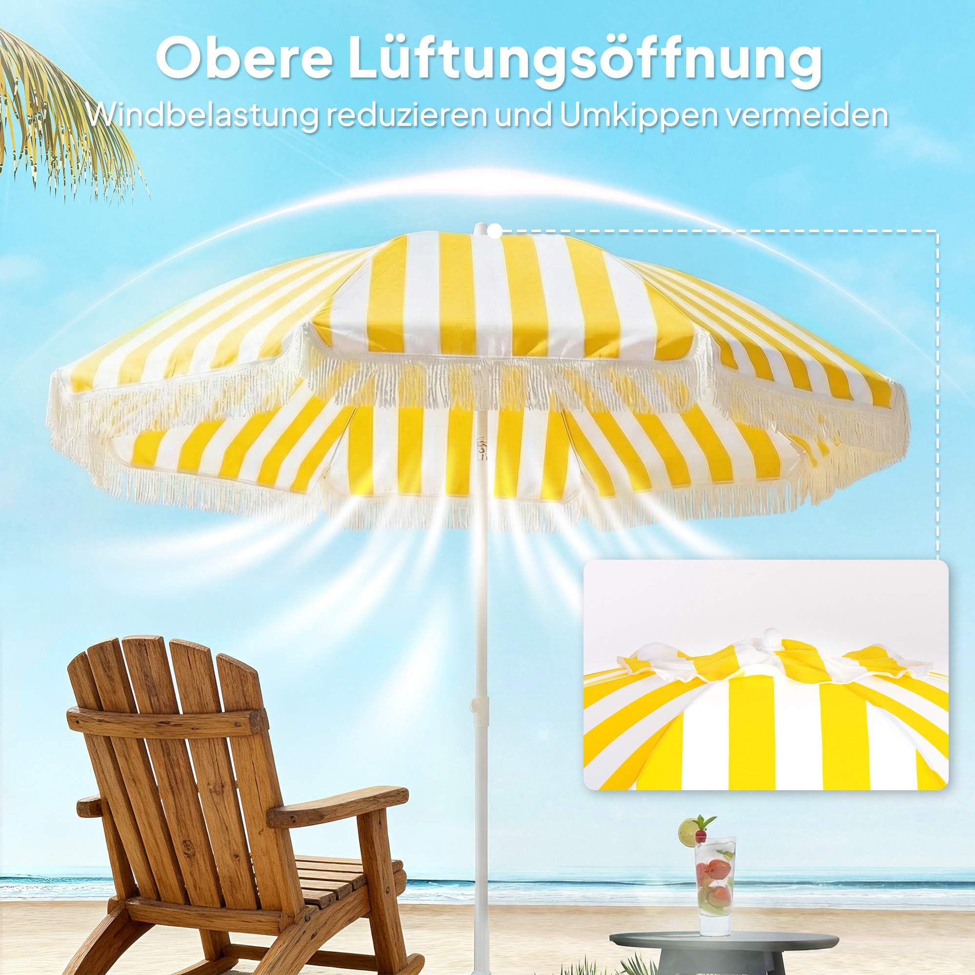Strandparasoll 180 cm med lutning, sandankare, bärväska