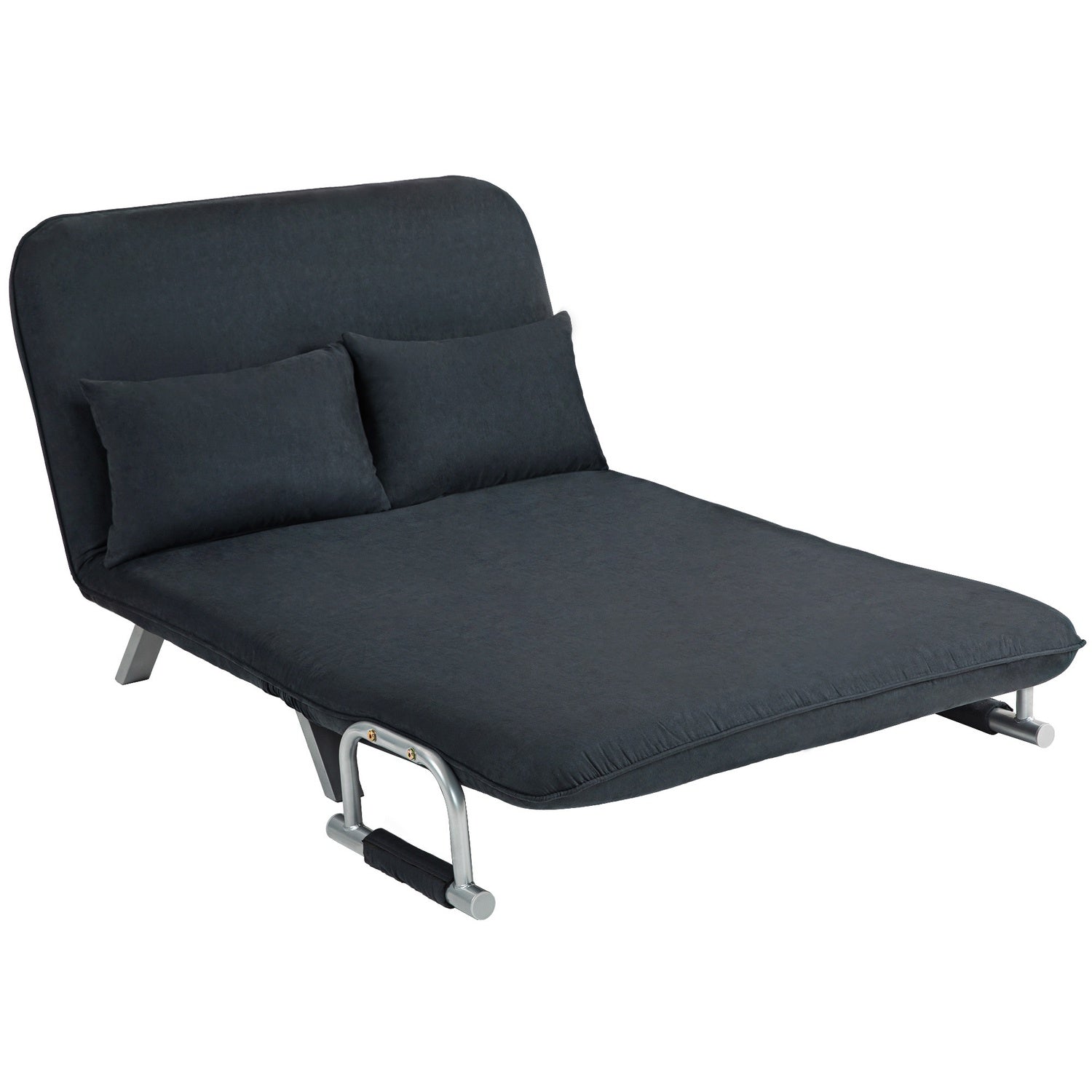 Svart 2-sits bäddsoffa, justerbart ryggstöd, sammetsfinish