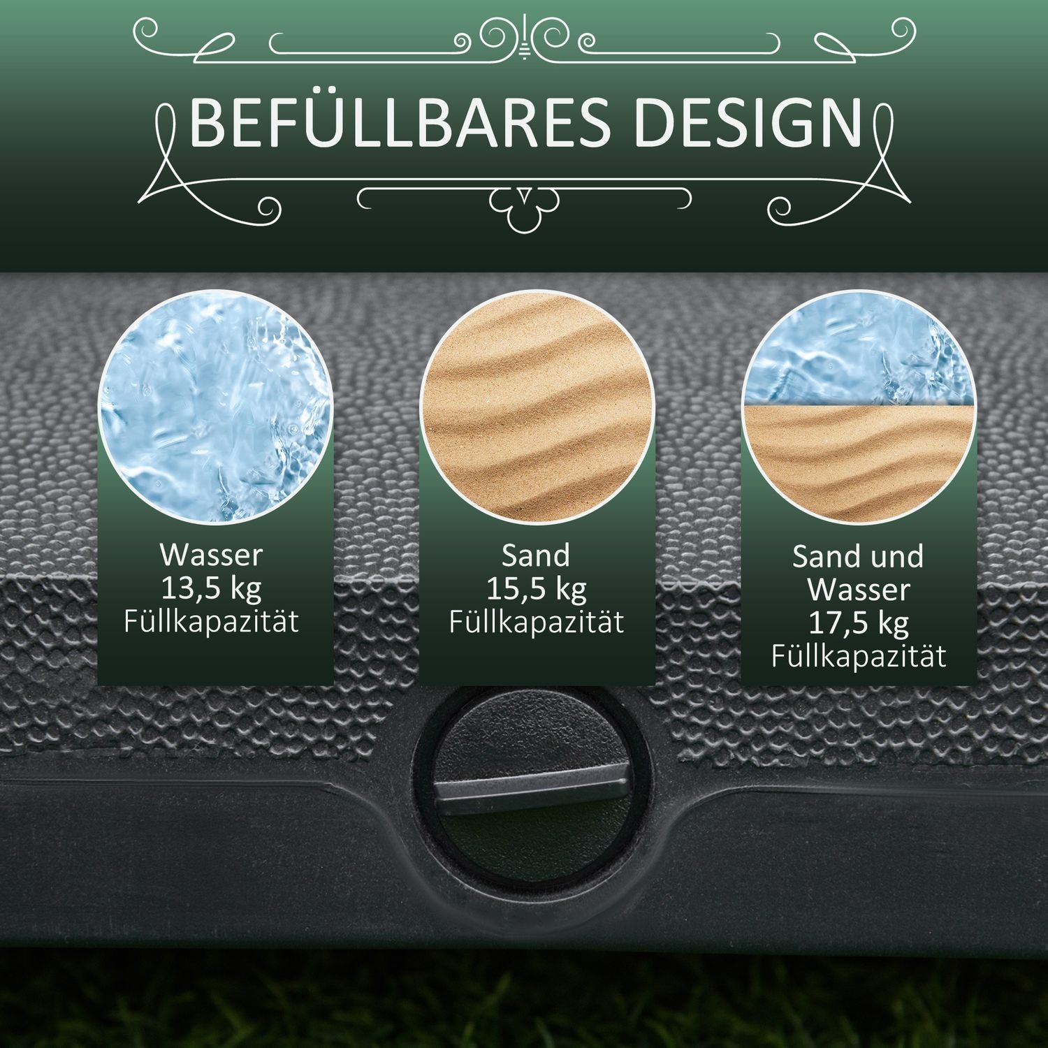 Svart Parasollställ Med Hjul, Passar 38/48 mm stolpar, 45x45 cm