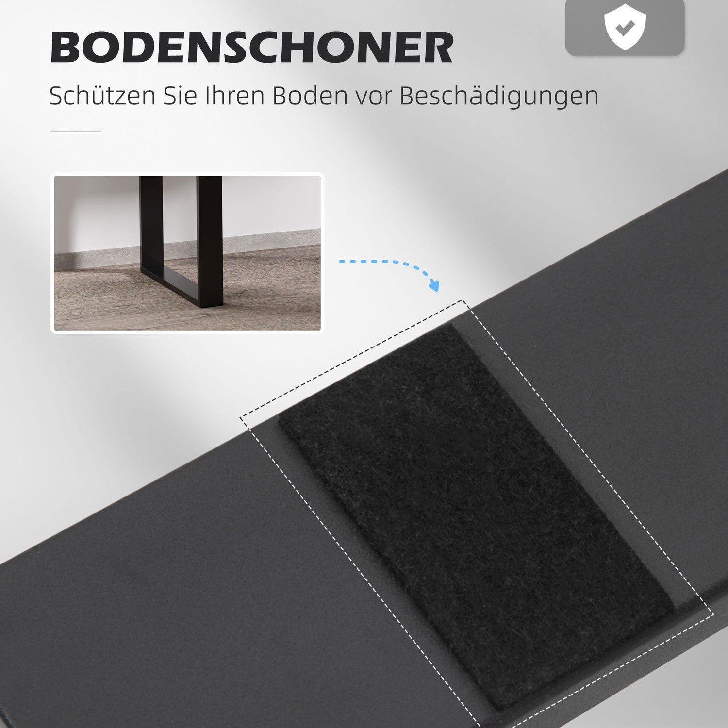 Svart bordsbensset i stål – fyrkantiga profiler, 60x72 cm