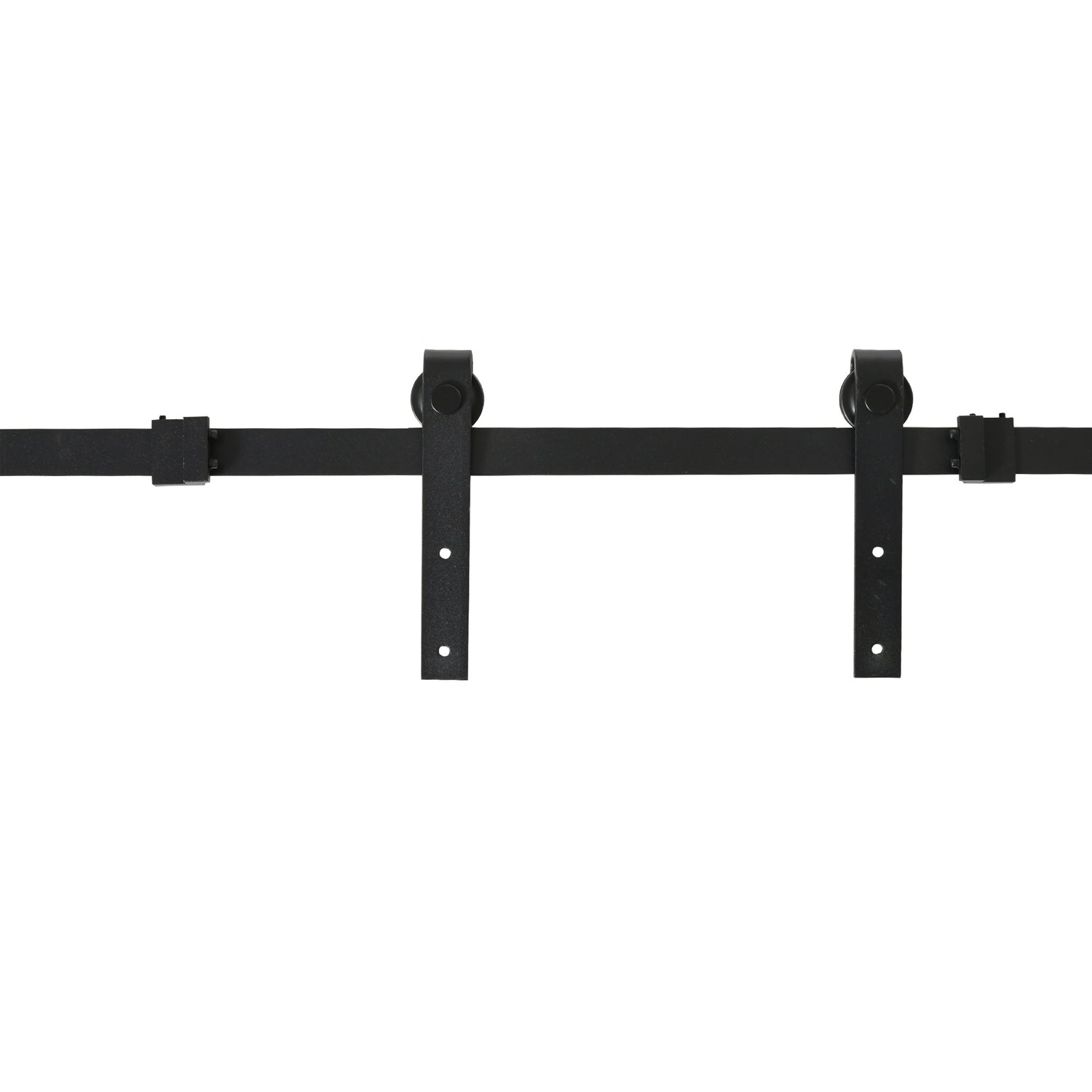Svart kolstål skjutdörrssats för dubbeldörrar, 200 cm