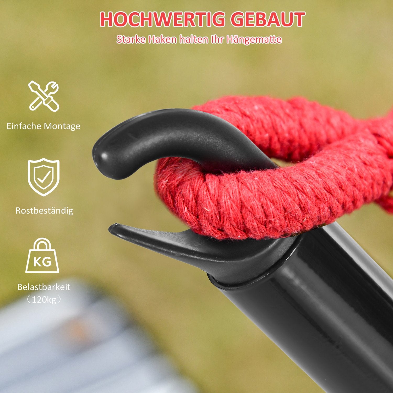 Svart stålhängmatta med dragrep – 300 x 90 x 100 cm