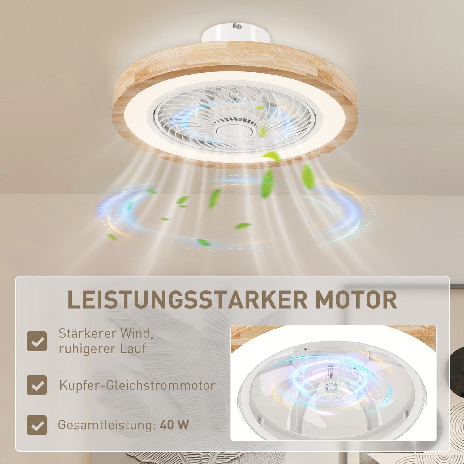 Takfläktljus med fjärrkontroll, dimbar LED, RGB 6-hastighet