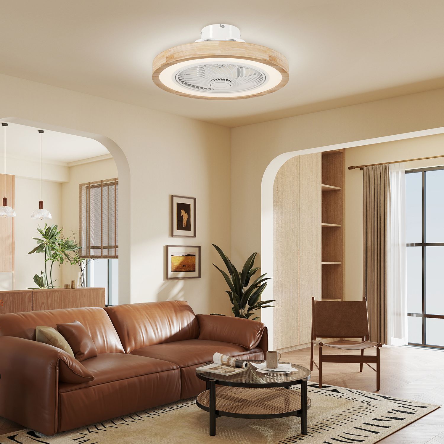 Takfläktljus med fjärrkontroll, dimbar LED, RGB 6-hastighet