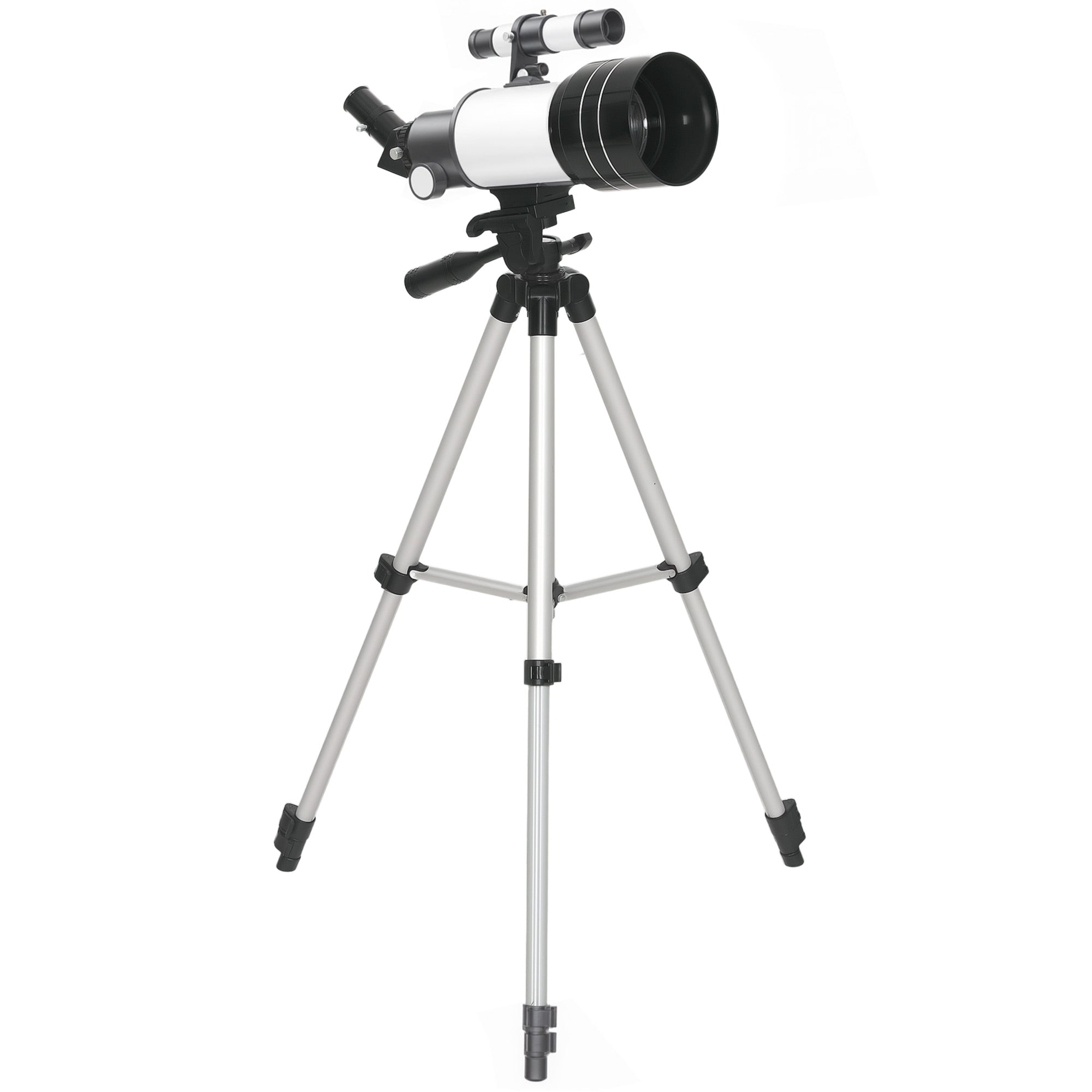 Teleskop med 70 mm lins, justerbart stativ, silver