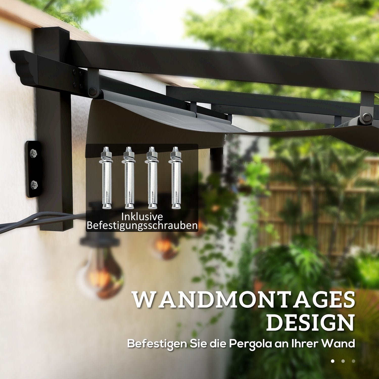 Justerbar aluminiumpergola, 3x3m, mörkgrå solskydd