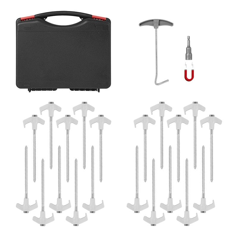 Tältpinne 20 cm metallskruvbar med plastkrok och skruvhuvud - set om 20 st. om