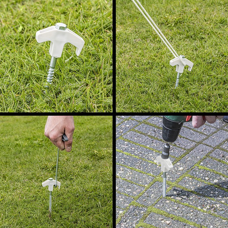 Tältpinne 20 cm metallskruvbar med plastkrok och skruvhuvud - set om 20 st. om