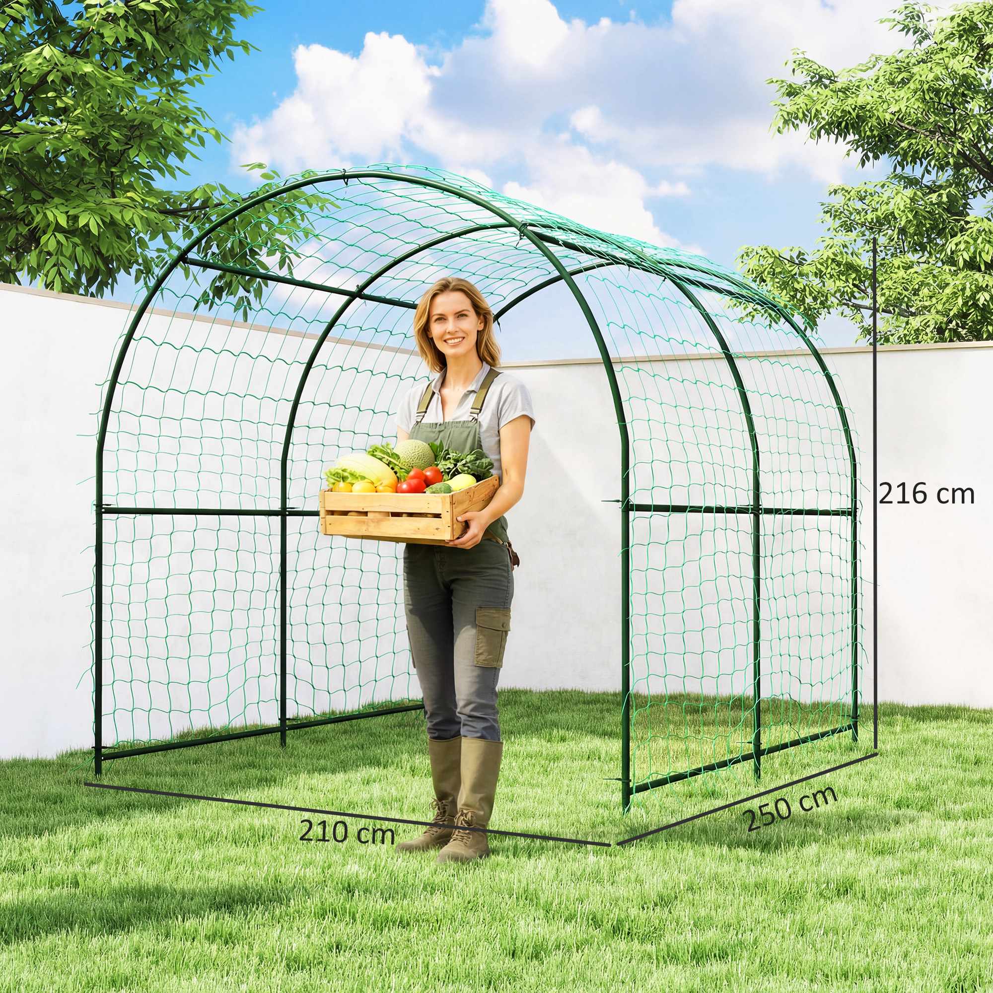 Tomatspaljébåge, stål, 216 cm, mörkgrön