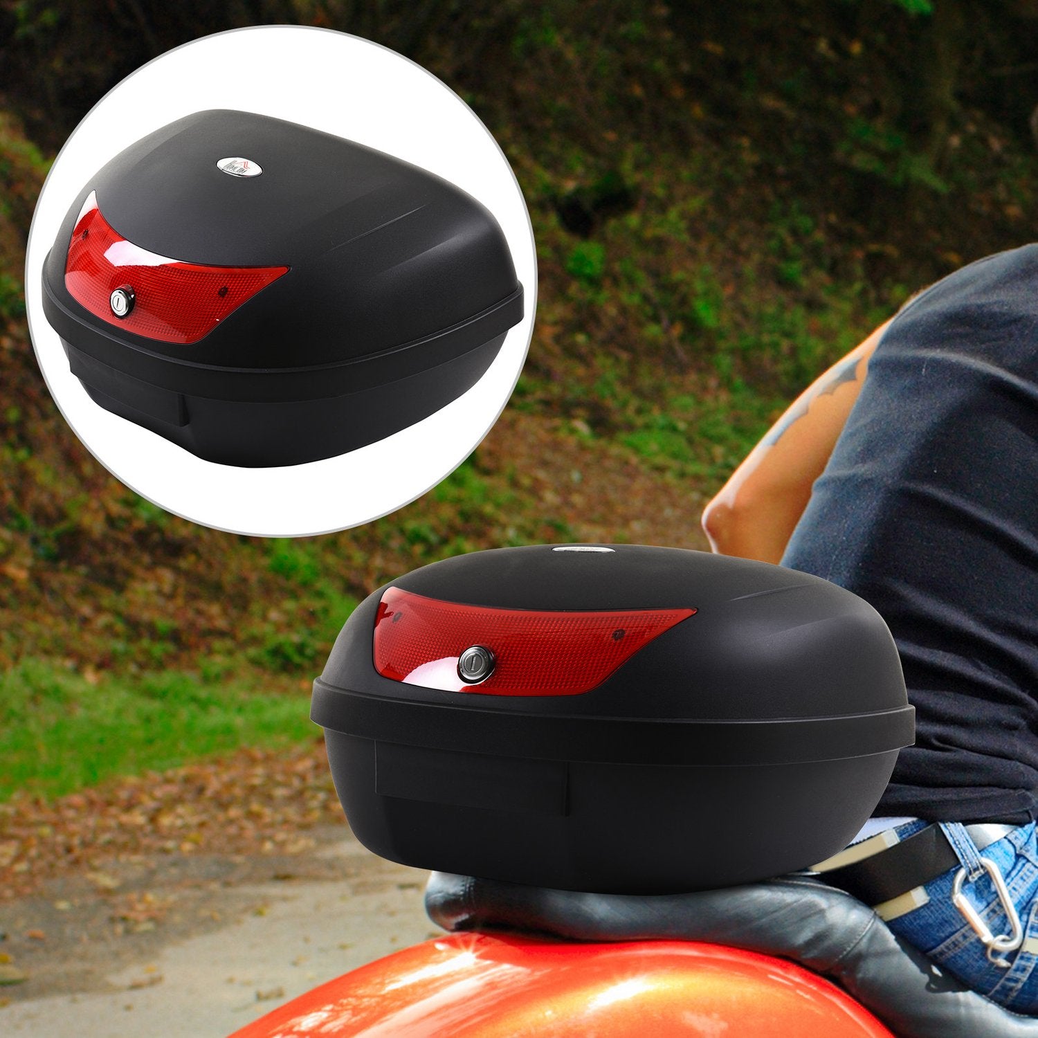 Toppfodral för motorcykel och skoterhjälm, 48L, svart