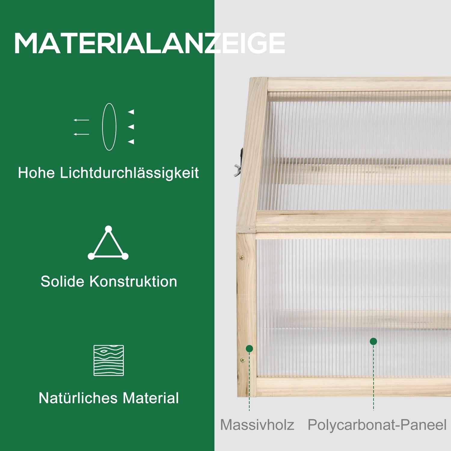 Mini drivhuskasse i tre – vintertett, 90 x 52 x 49,5 cm