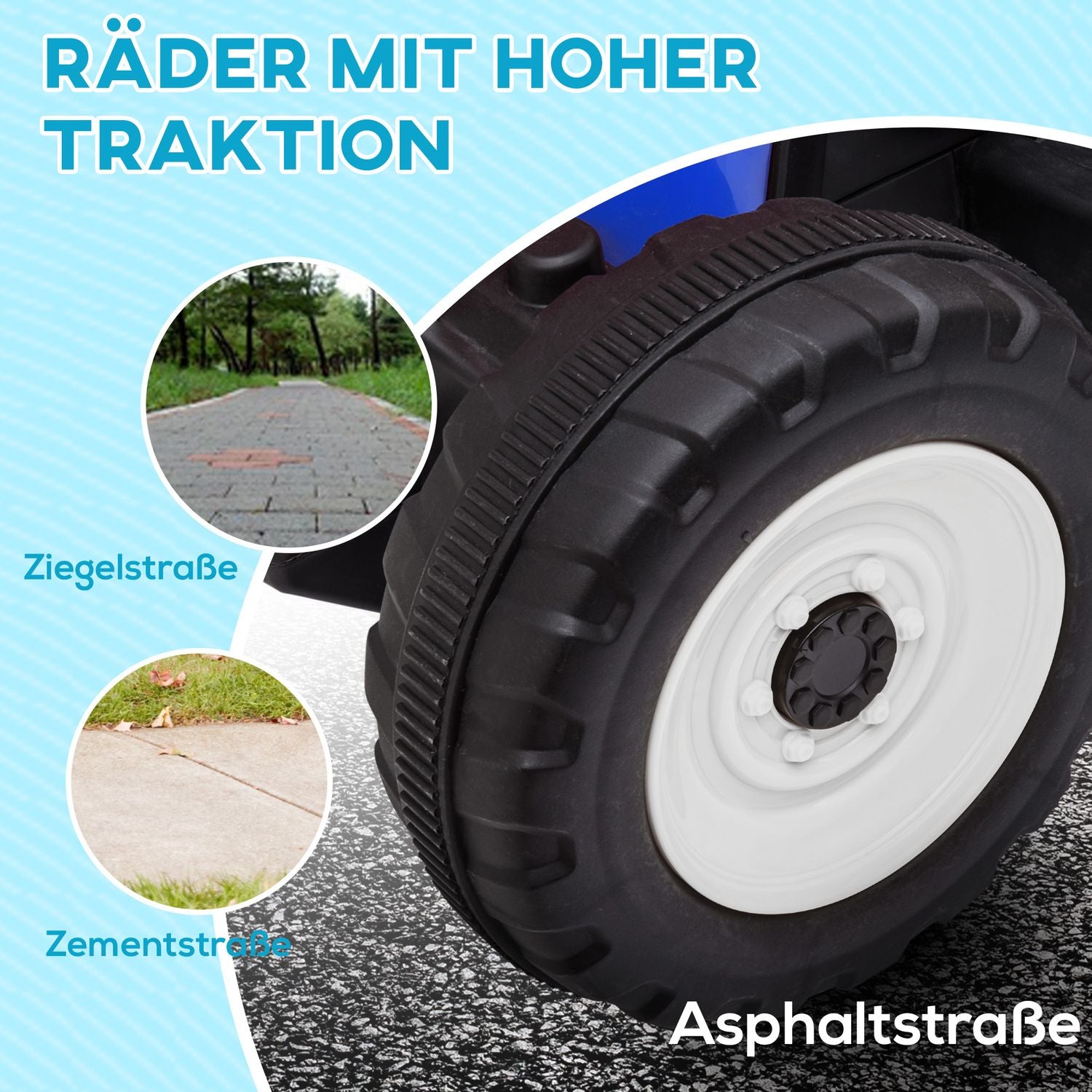 Åktraktor för barn med fjärrkontroll, MP3, strålkastare, blå
