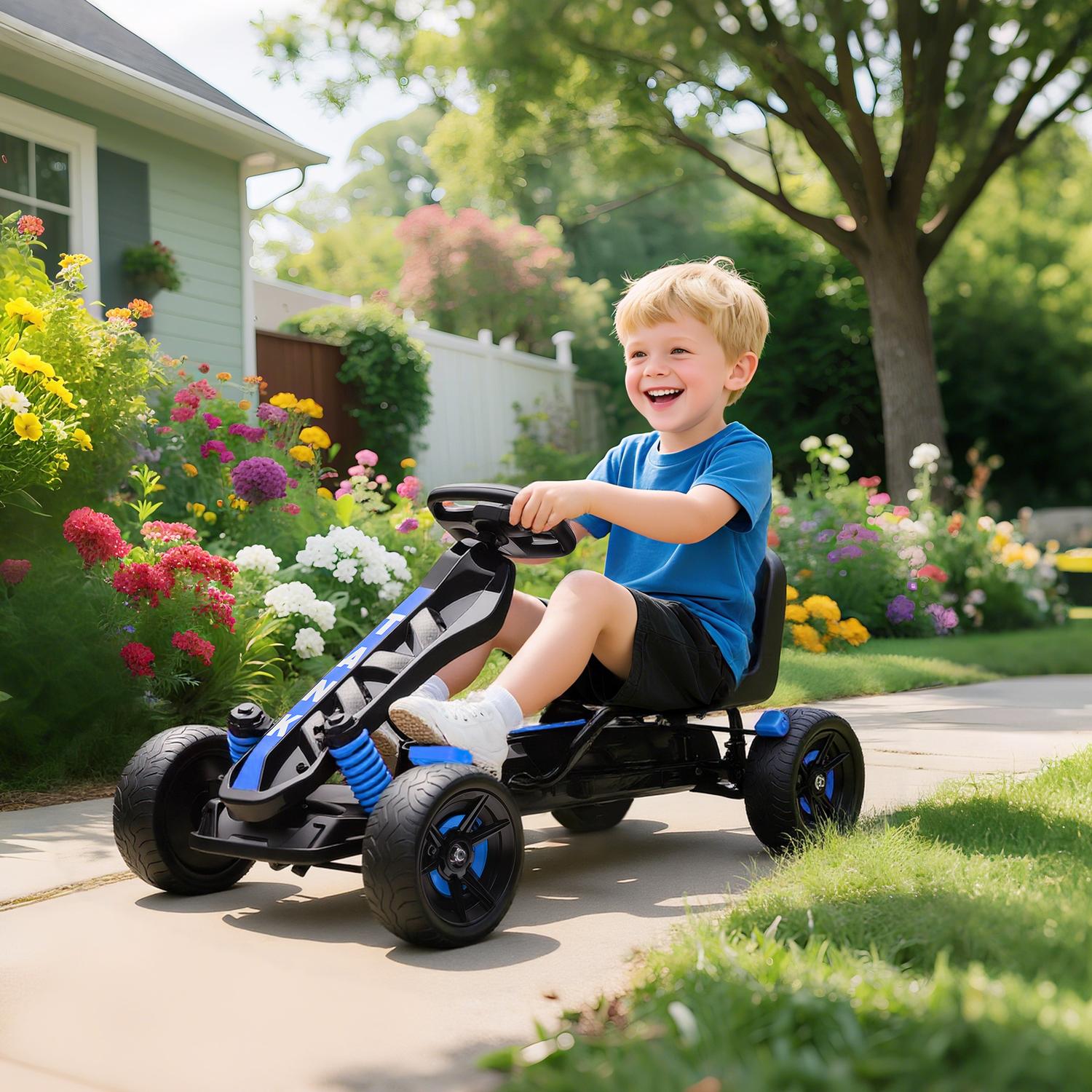 Trampgokart för barn, broms, halkfria hjul, 3-6 år