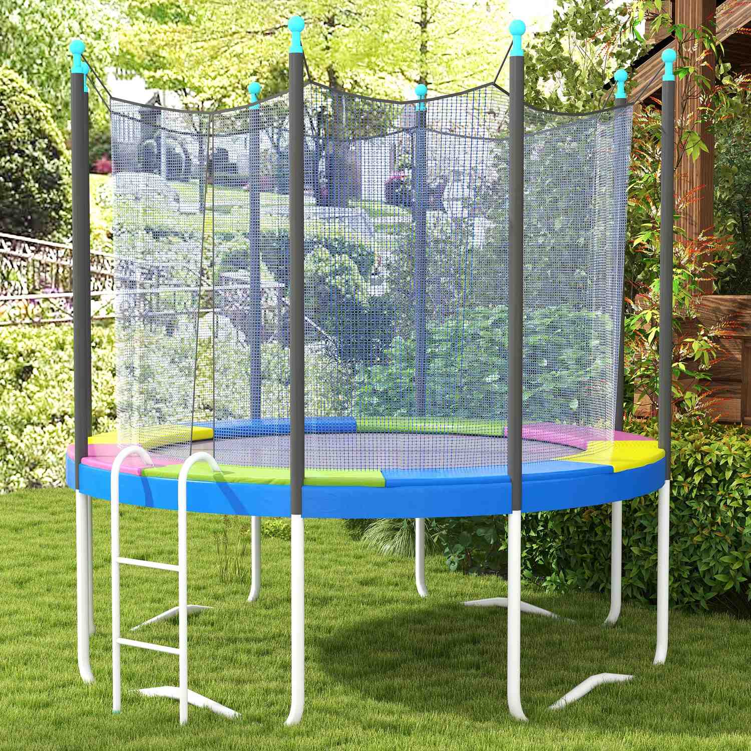 Trampolinkantskydd Ø305 cm, färgglad, väderbeständig och UV-skydd, idealisk för trädgårdstrampoliner |.de