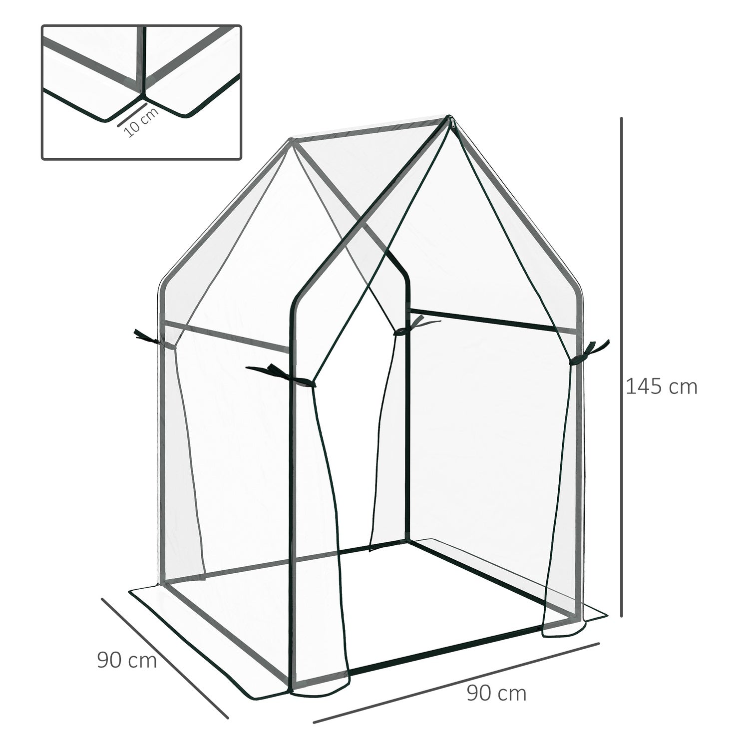 Transparent vindtätt växthus för trädgård, 90x90x145 cm
