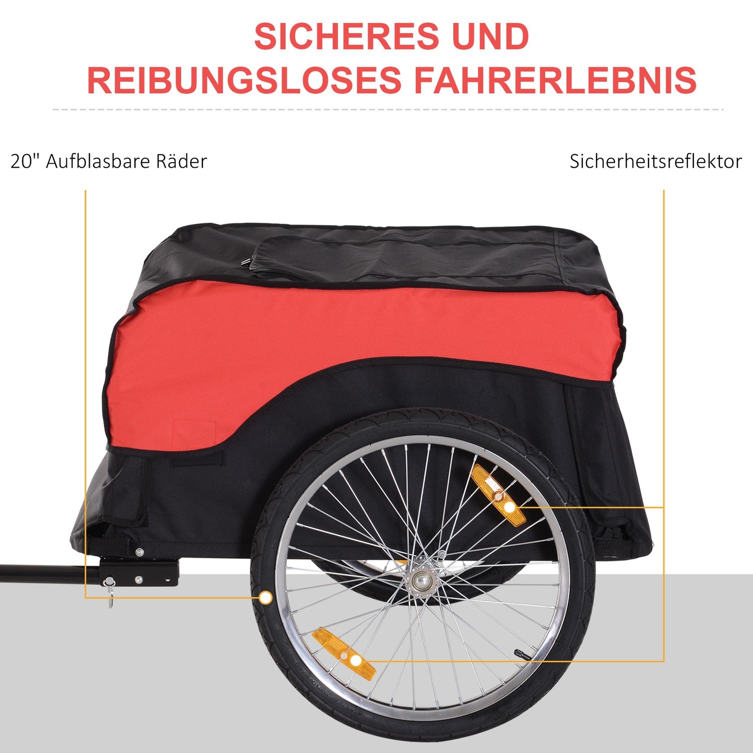 Röd-svart cykellastvagn, transportförråd