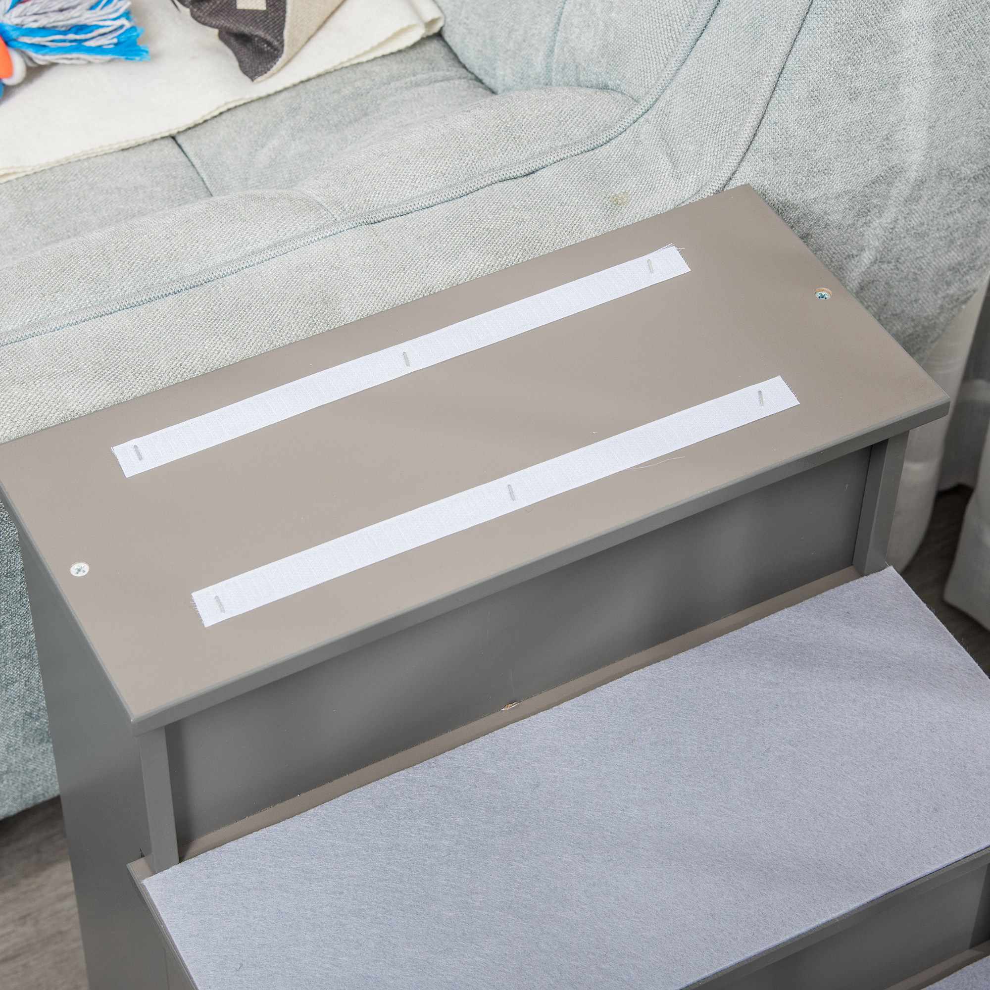 Trappa för husdjur, 4 steg, plyschmatta, 30 kg kapacitet, grå