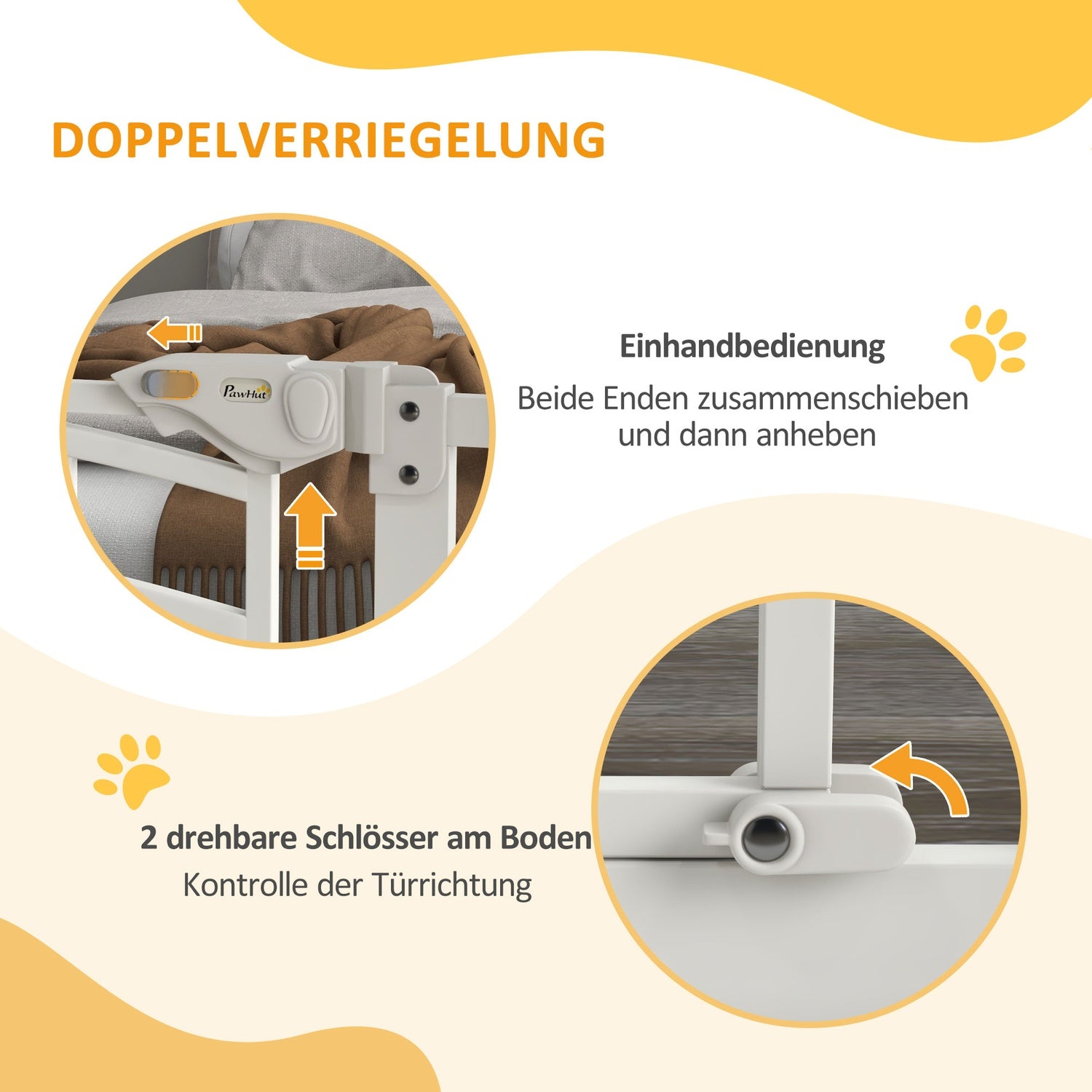 Auto-Close Pet Gate med kattlucka, 74-100 cm, Vit