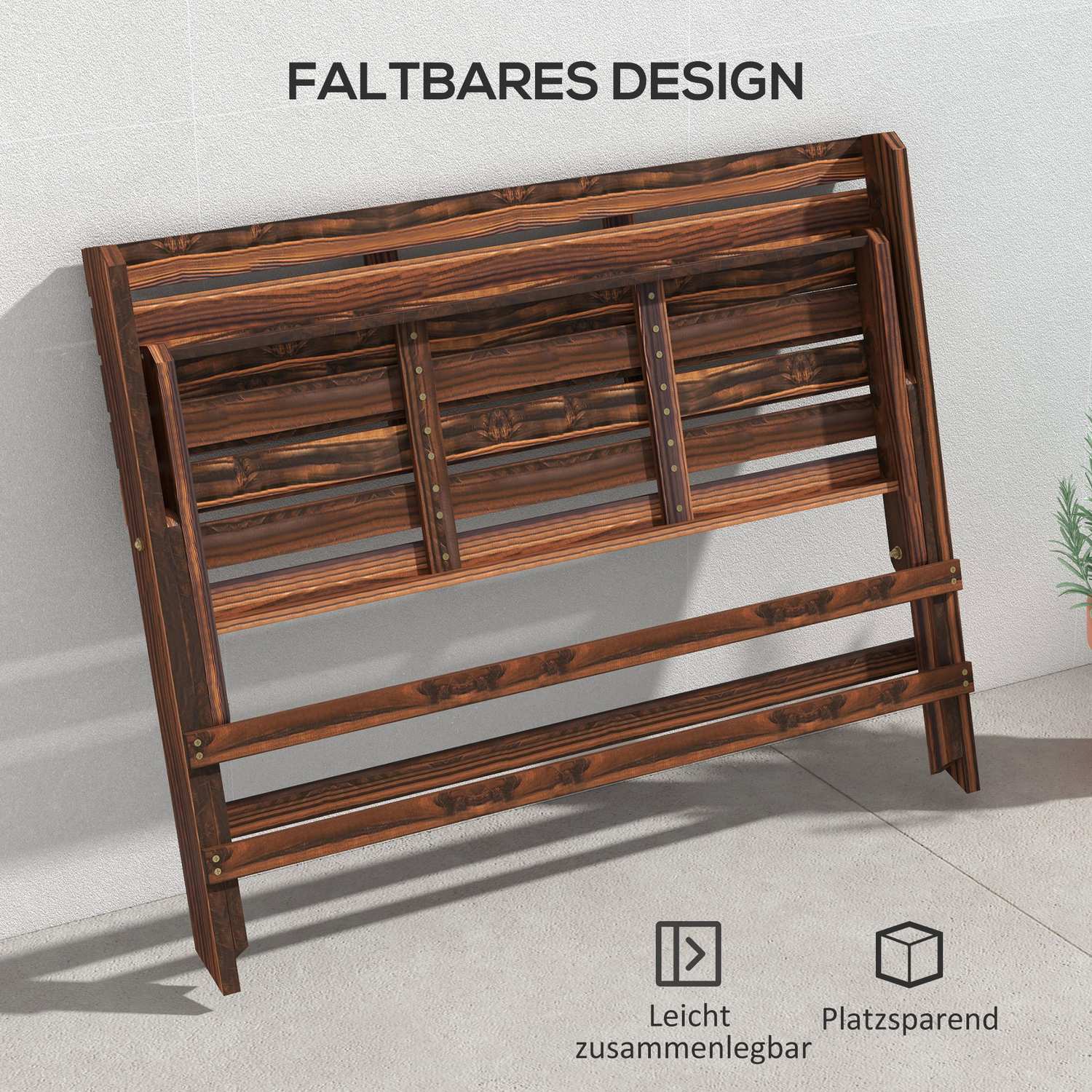 Trädgårdsbänk – 2-sits, förkolad, kapacitet 250 kg