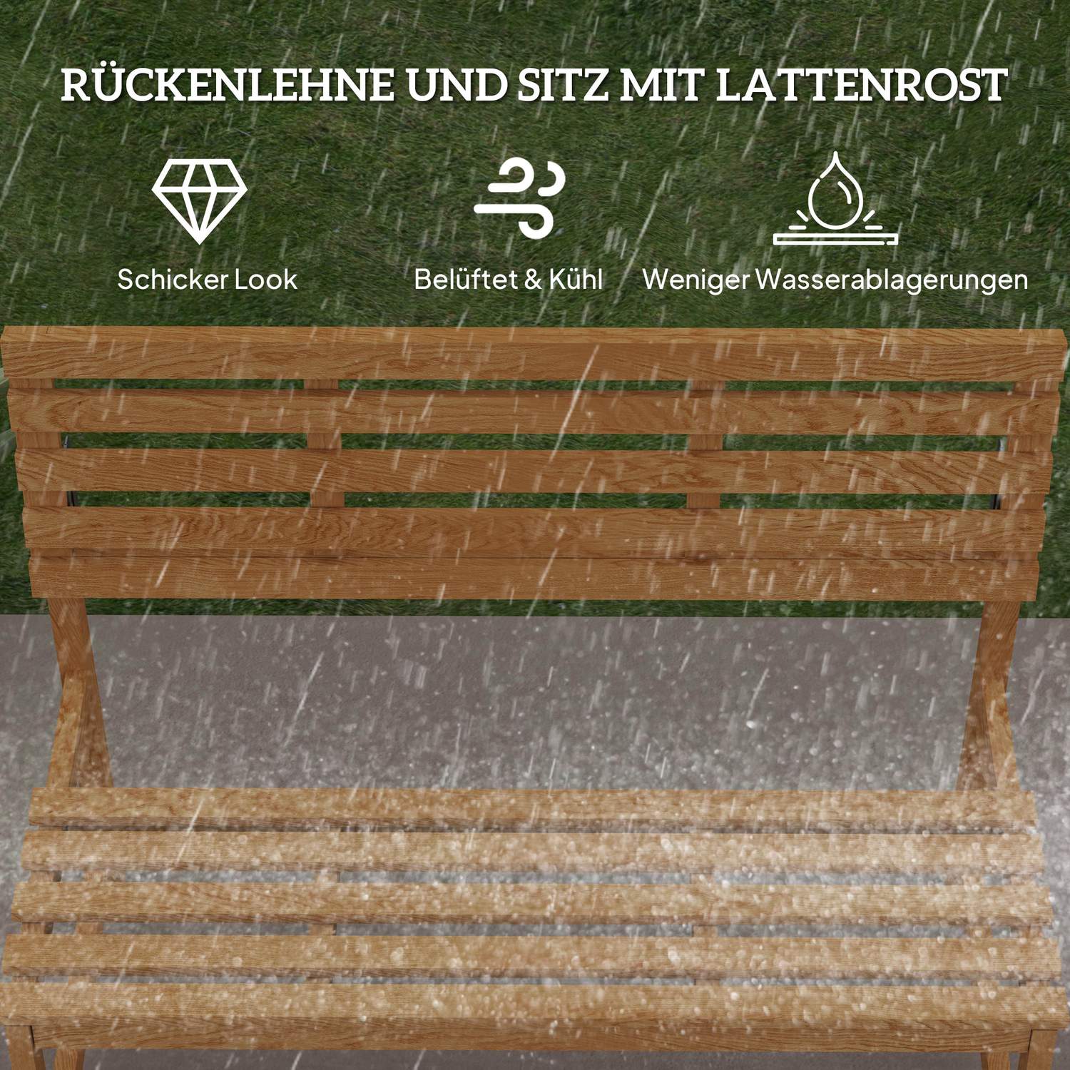 Trädgårdsbänk i 2-sits teak med konvertibelt ryggstöd
