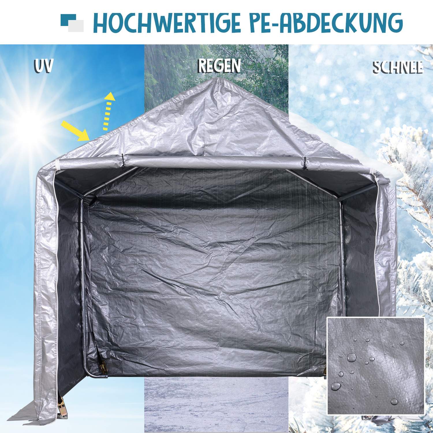 Trädgårdsbod i stål, 2x2x2M Grå, UV-beständig