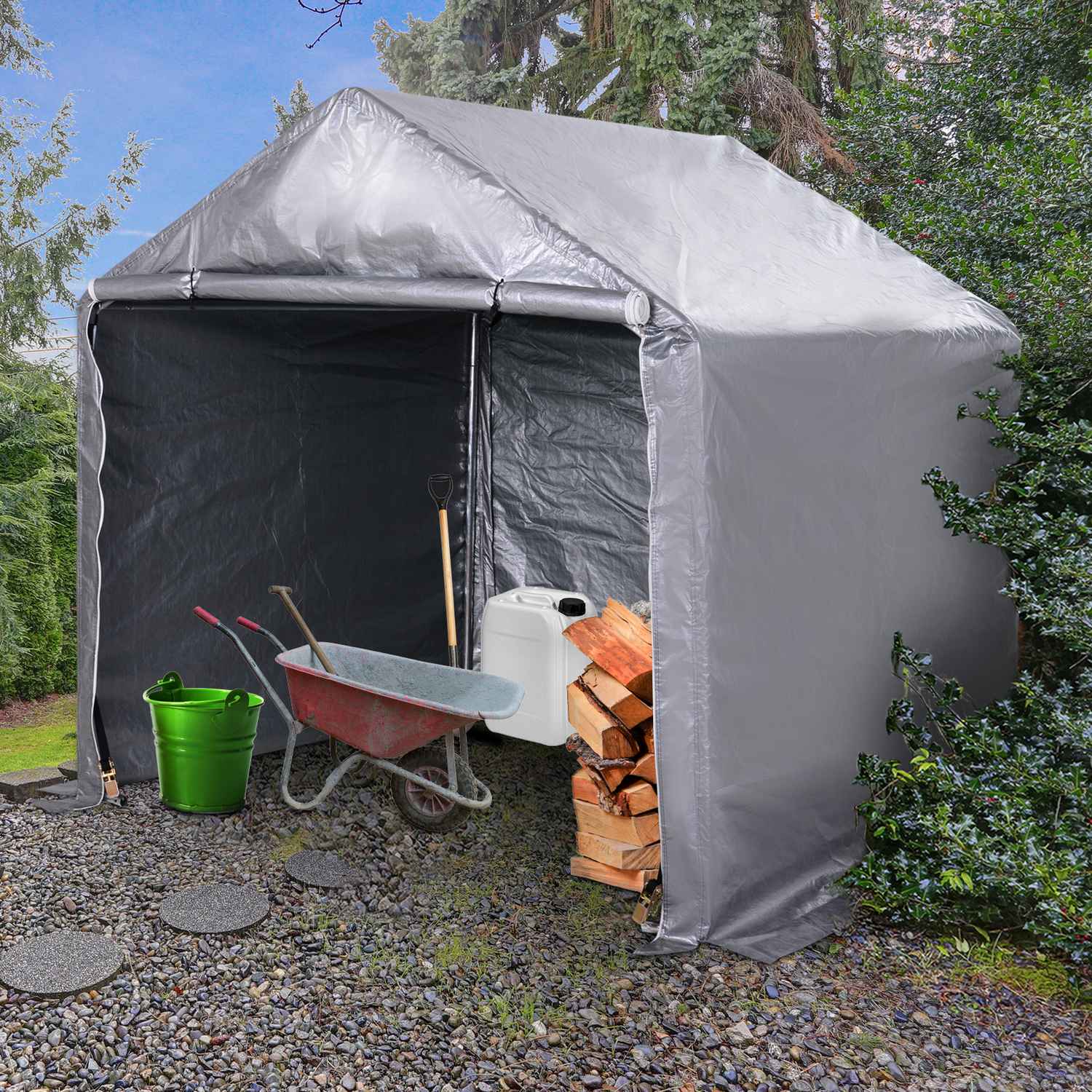 Trädgårdsbod i stål, 2x2x2M Grå, UV-beständig
