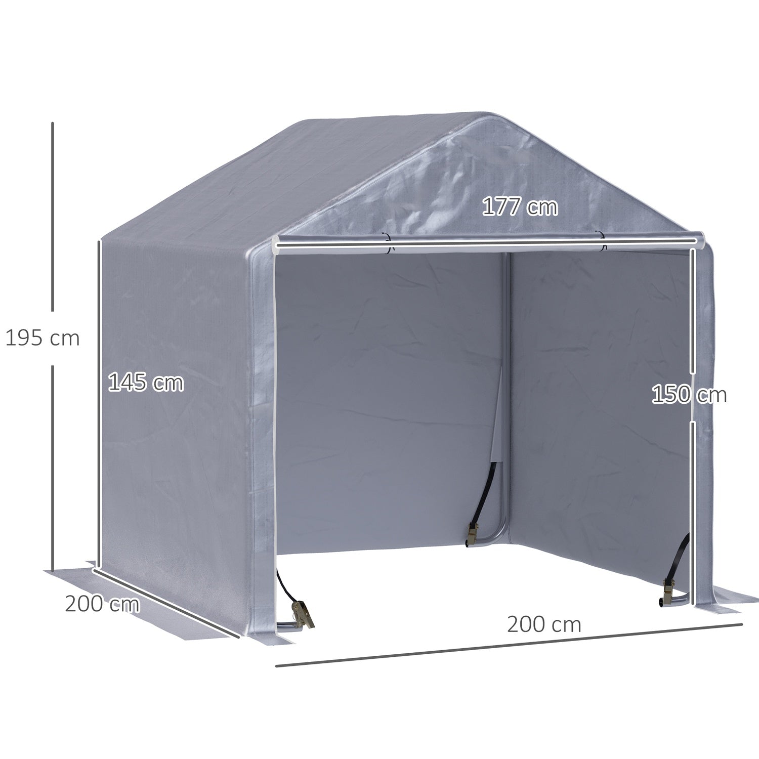 Trädgårdsbod i stål, 2x2x2M Grå, UV-beständig