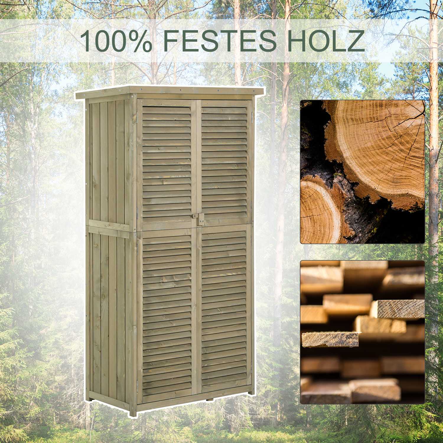 Trädgårdsbod utomhus – asfalttak, 4 fack, grått