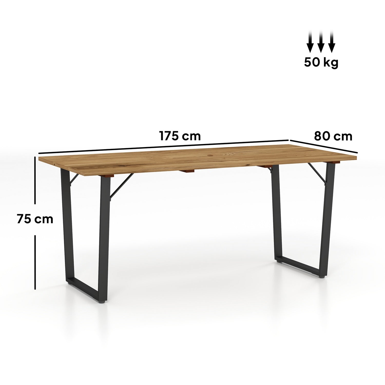 Väderbeständigt matbord i trä, 175x80 cm med paraplyhål