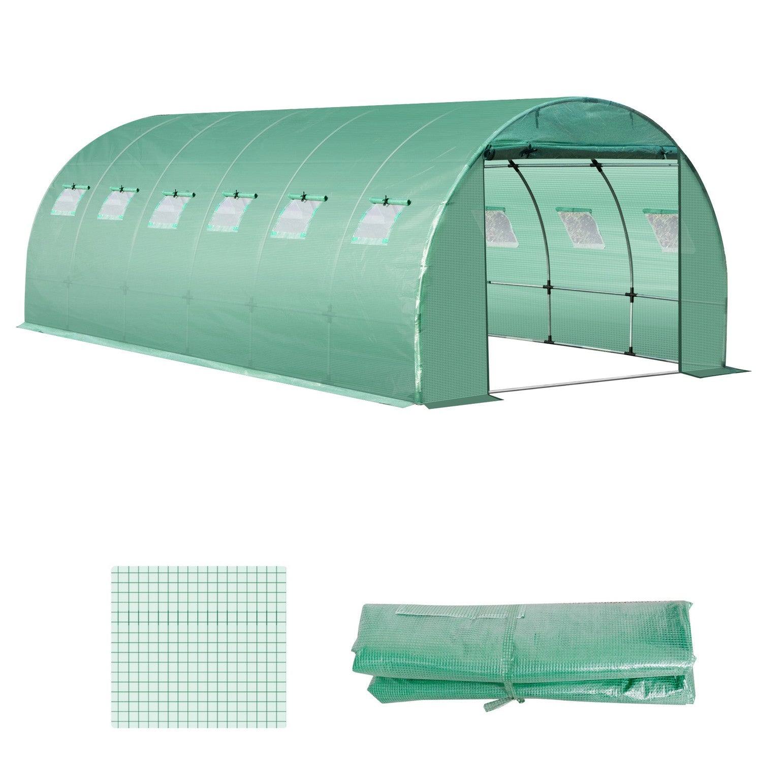 Trädgårdsfilm av polyeten 6x3x2m med 12 fönster