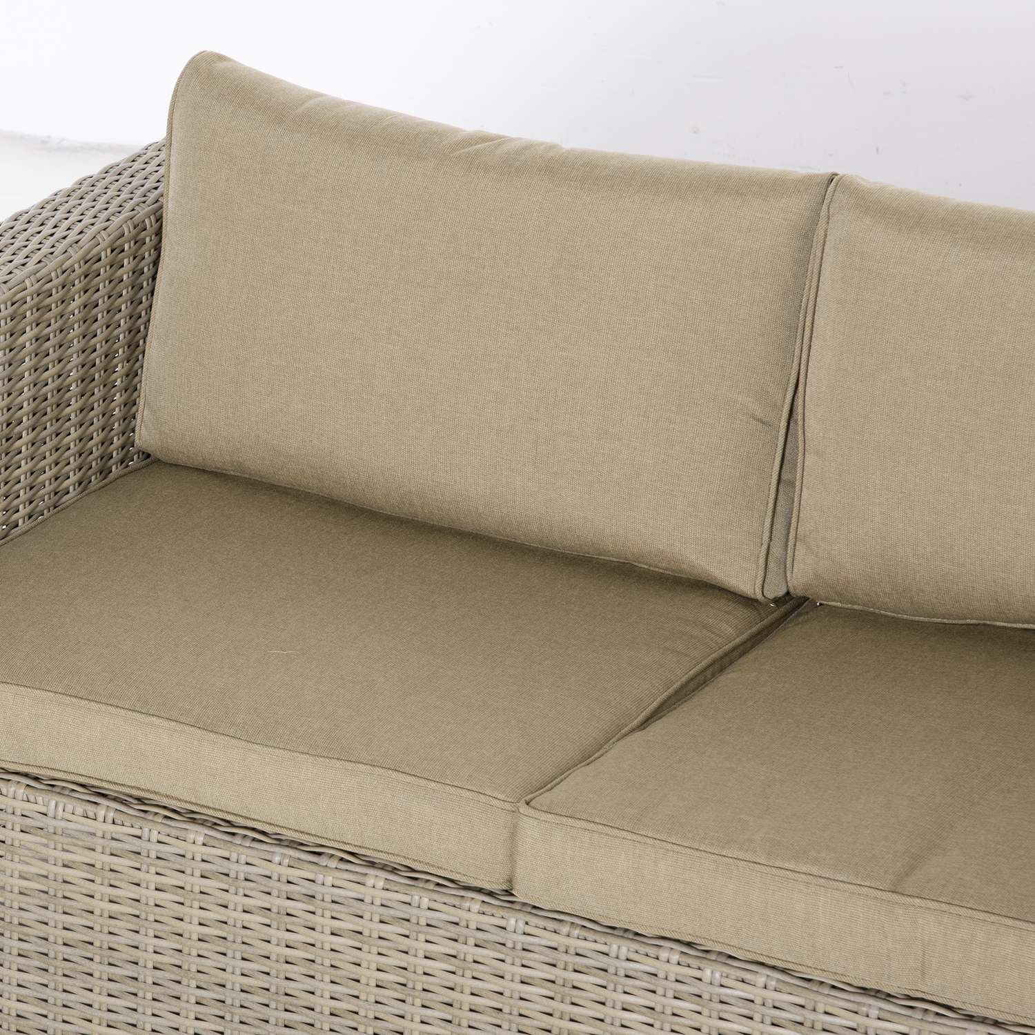 Trädgårdsloungeset i polyrattan för 4 med kuddar, Khaki Beige