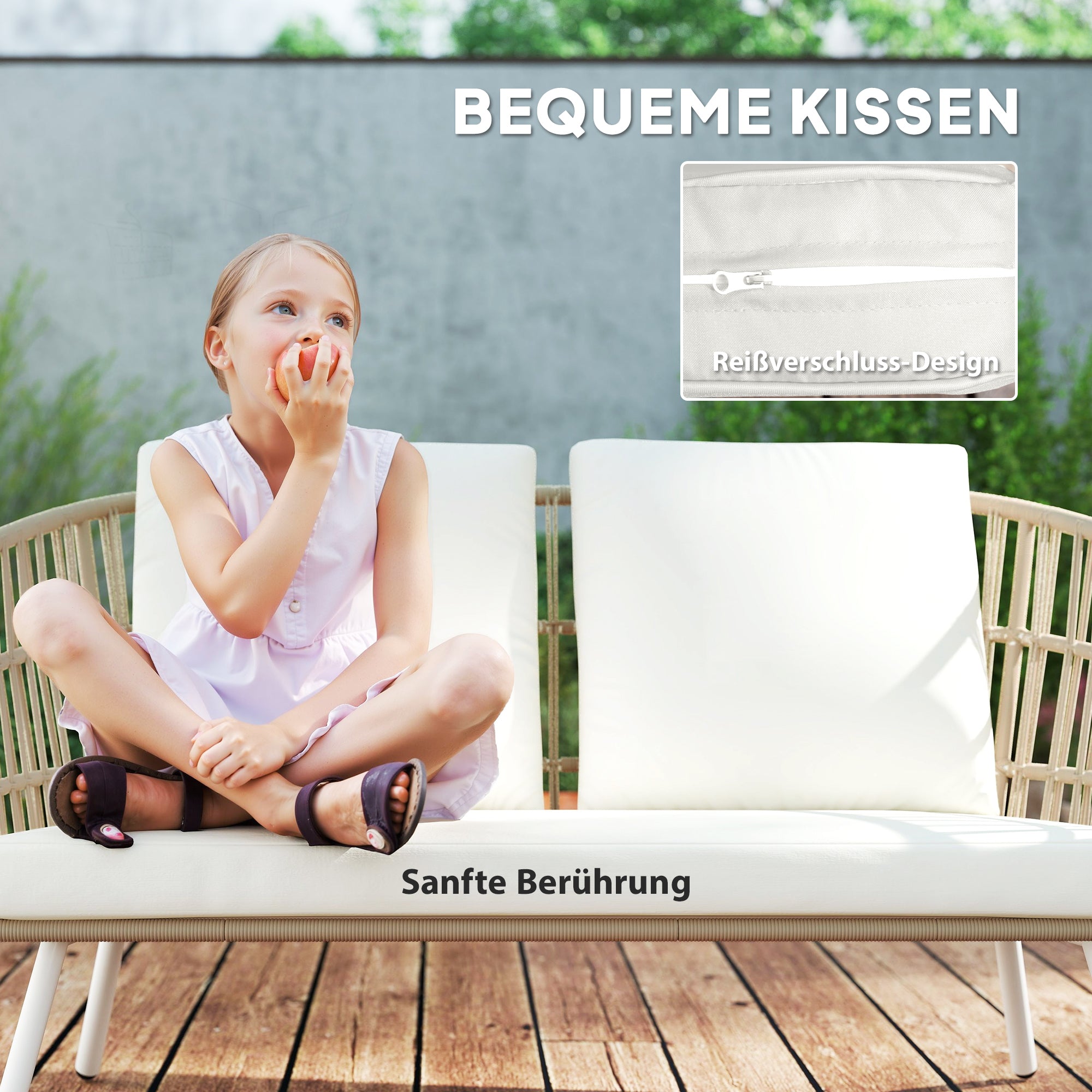 Polyrattan Outdoor Lounge Set, väderbeständig, säten 4