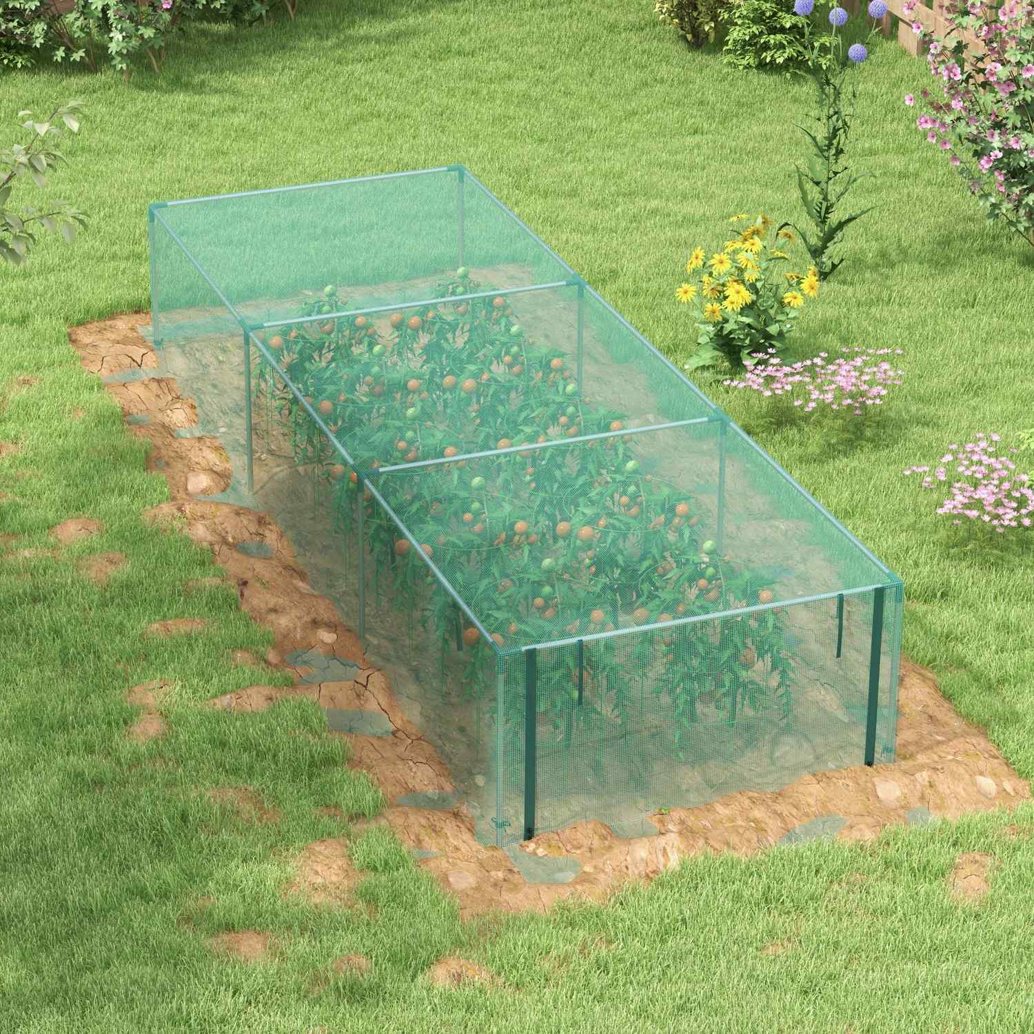 Trädgårdsnät för växtskydd, 1,25M x 3,73M, Dragkedja