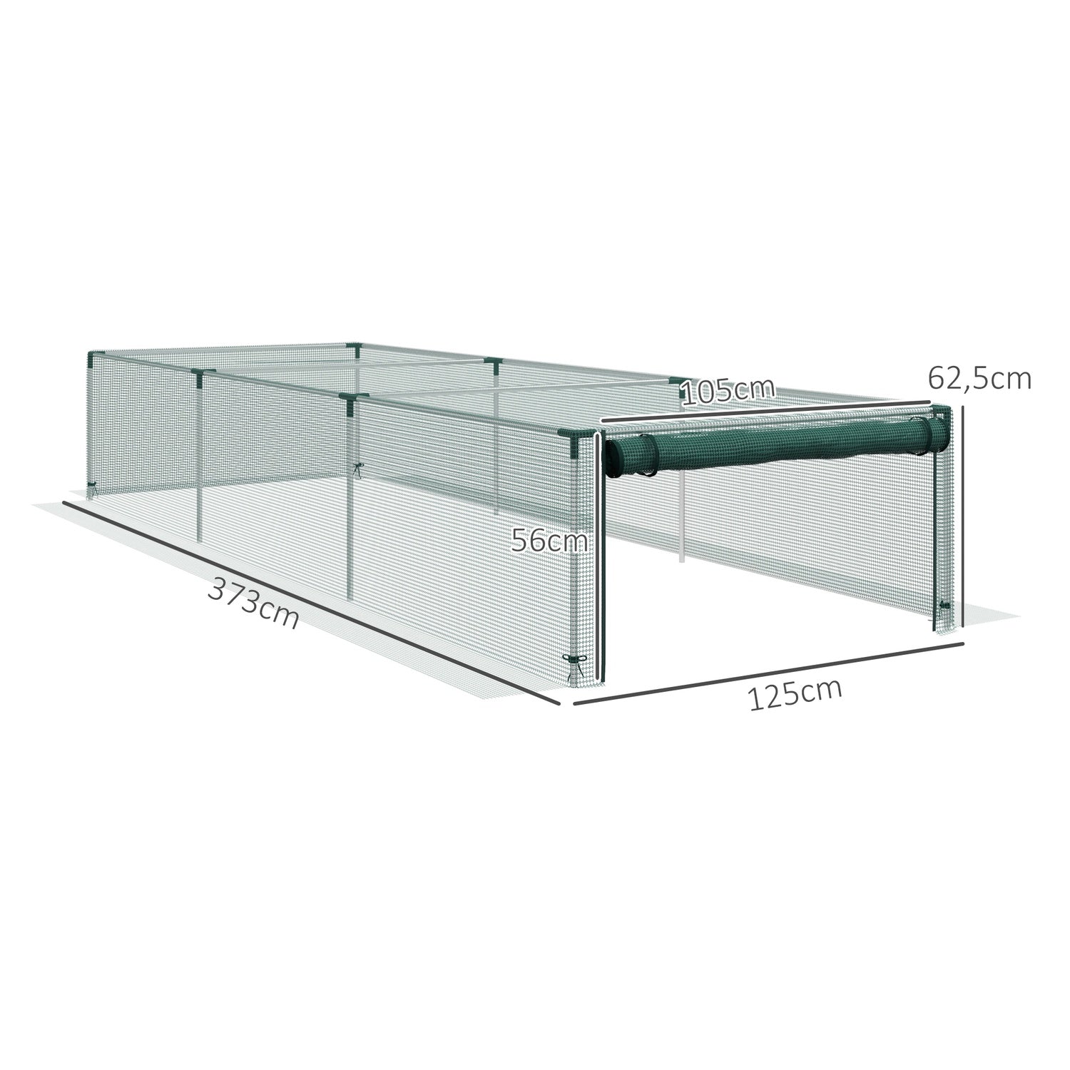 Trädgårdsnät för växtskydd, 1,25M x 3,73M, Dragkedja