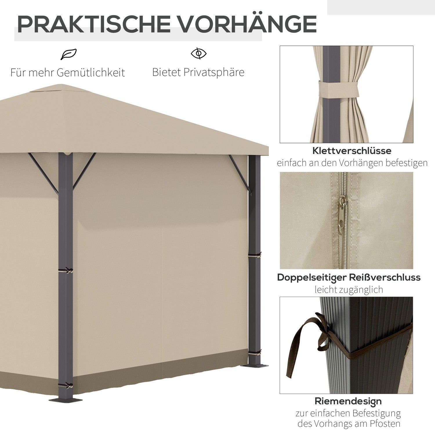 3x3M väderbeständigt trädgårdspaviljongtält med ventilation