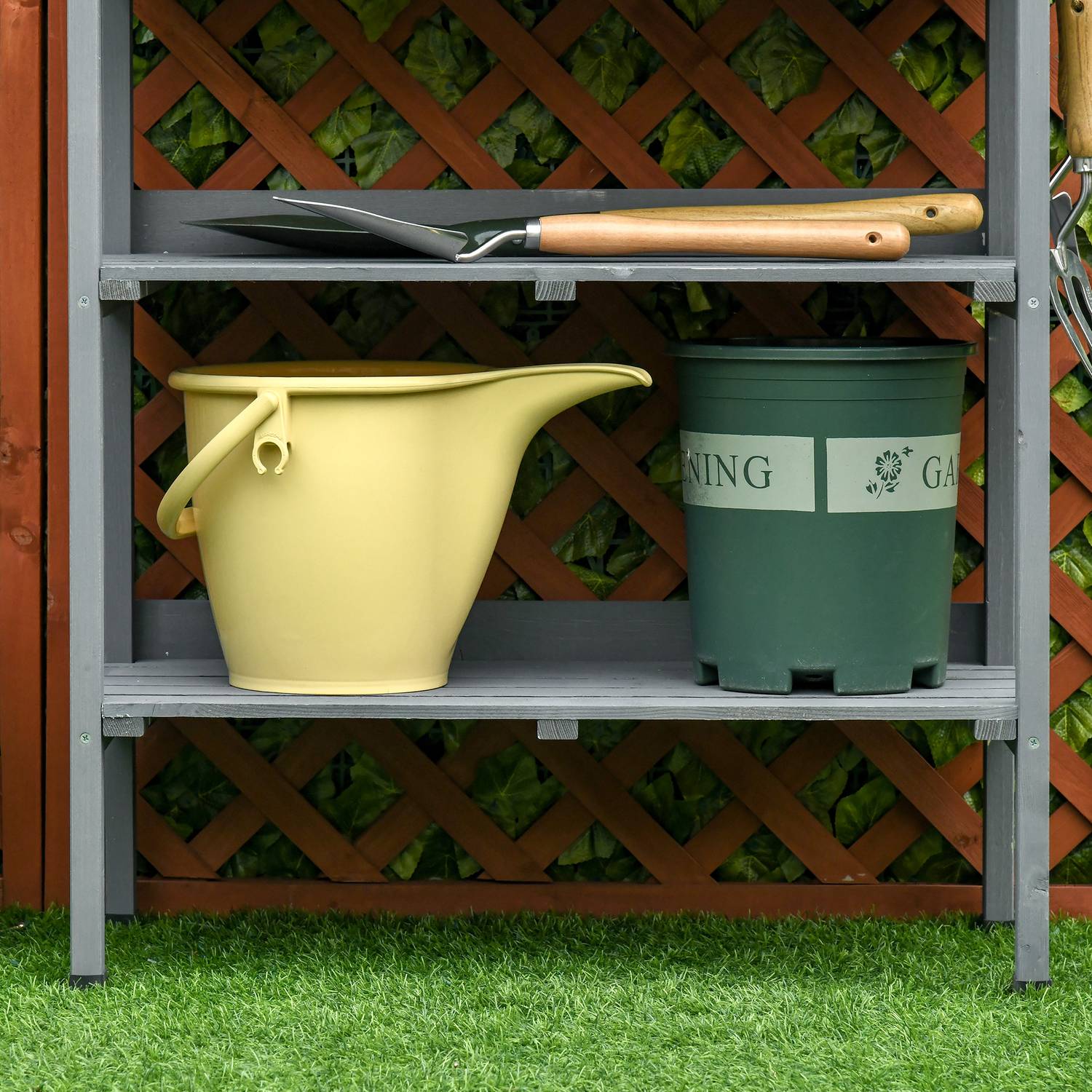 Trädgårdsplanteringsbord, metall & trä, 76x37x89cm