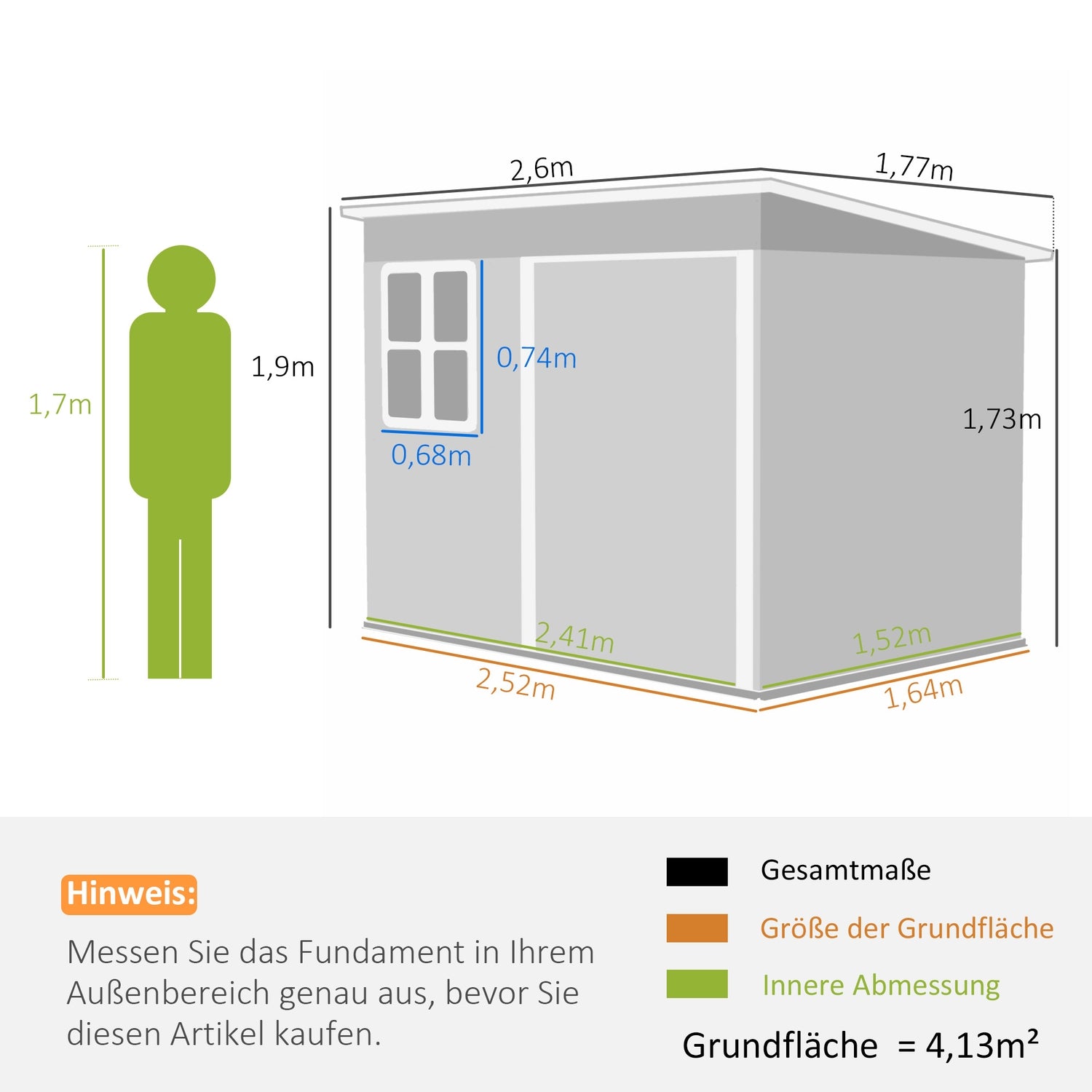 Trädgårdsredskapsbod i stål, 260x177x190 cm, Låsbar dörr