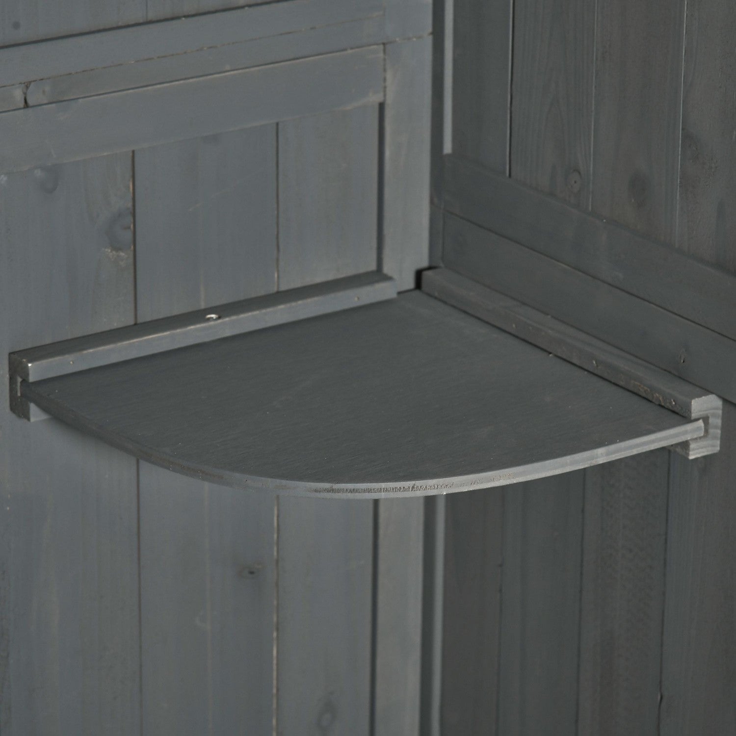 Trädgårdsredskapsbod i trä – Grå & Grön, Med hyllor, 77x54x179 cm
