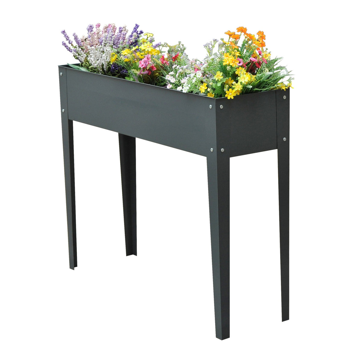 Trädgårdssäng i metall – 100x30x80 cm, med dränering