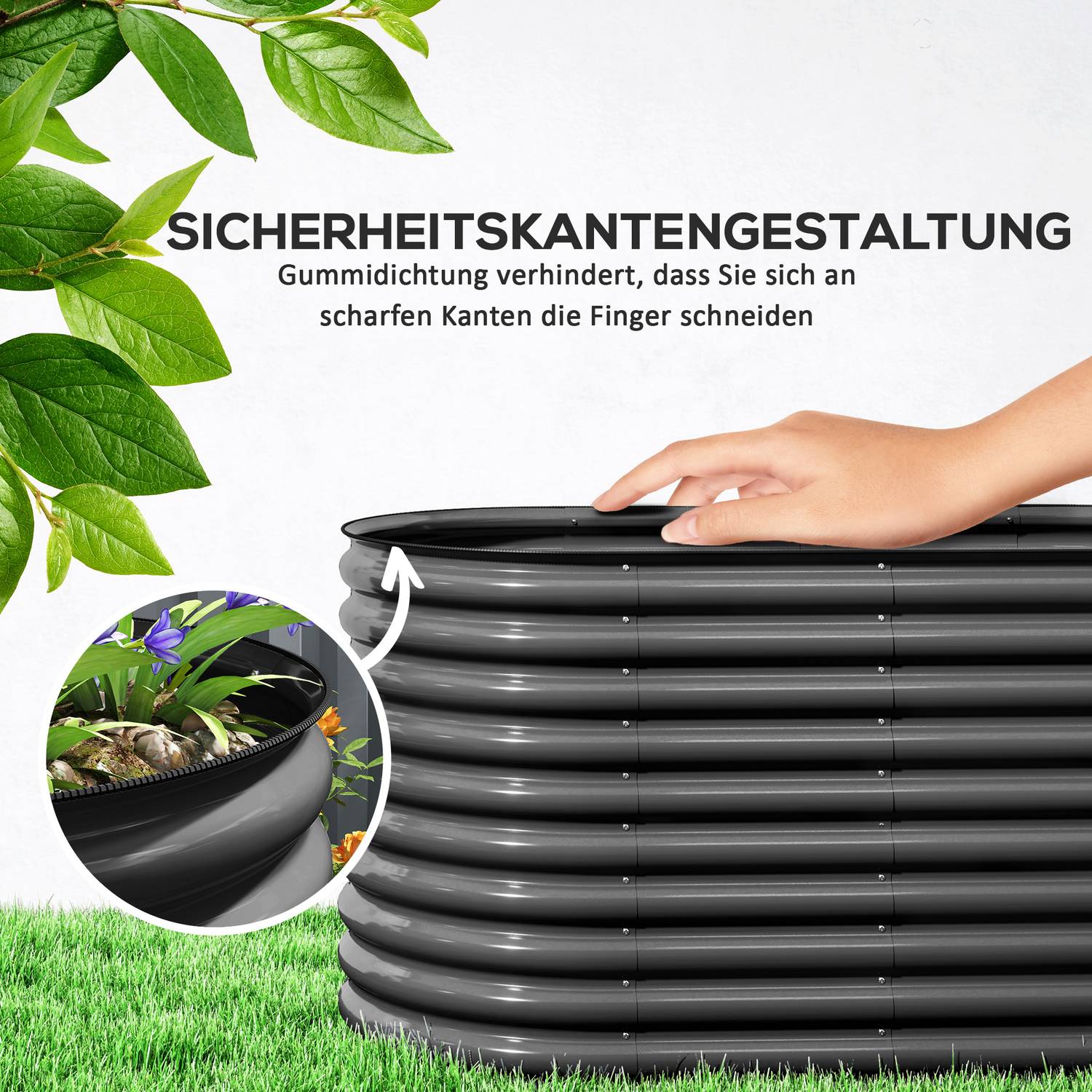 Trädgårdssäng i stål – 160x80x80 cm, stapelbar plantering