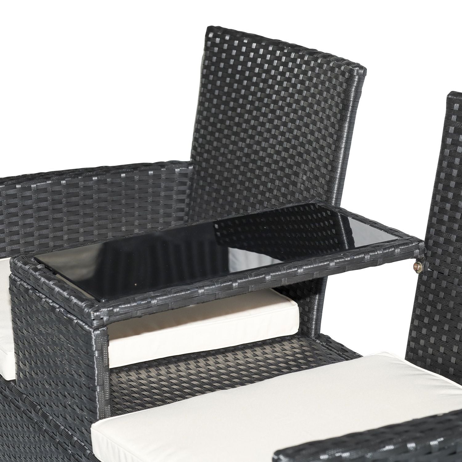 Trädgårdssoffa 2-sits polyrattan med bord, svart
